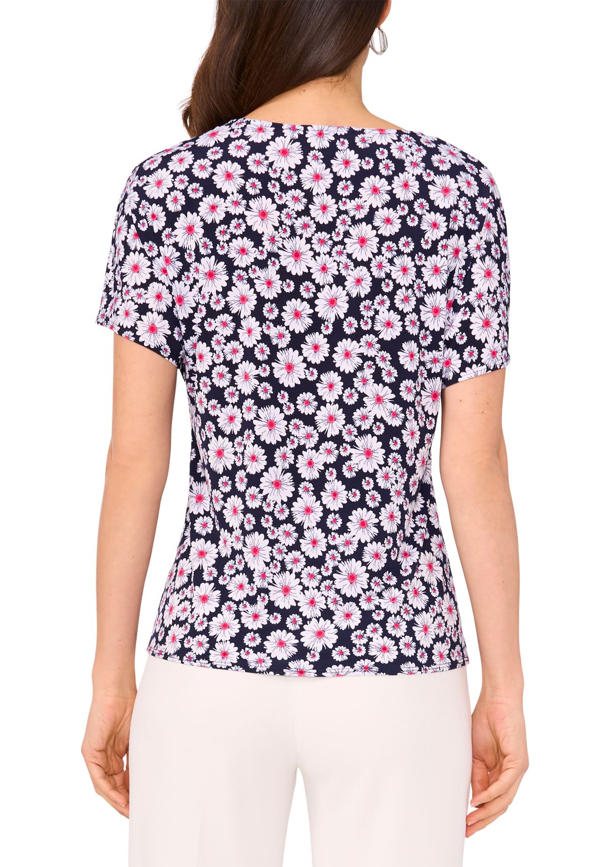 Womens Short Sleeve Tie Front Top 