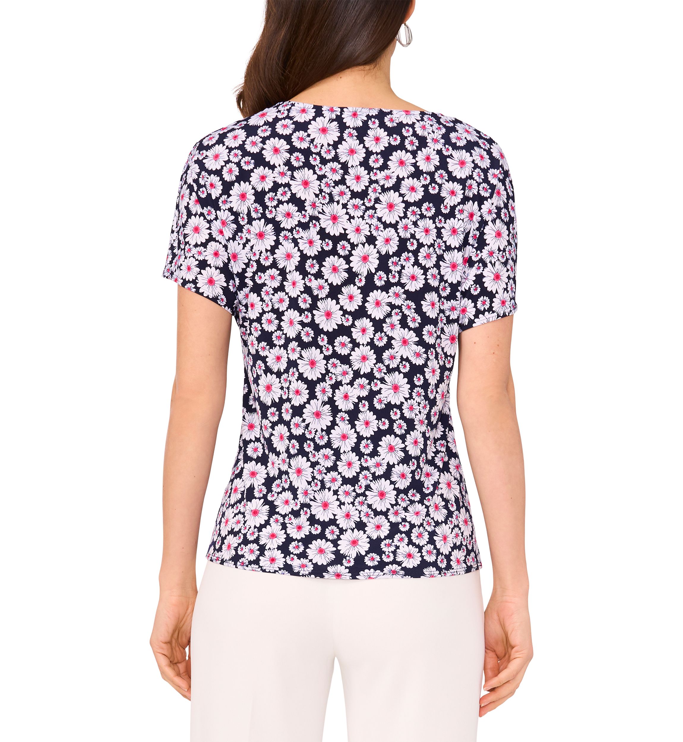 Womens Short Sleeve Tie Front Top 