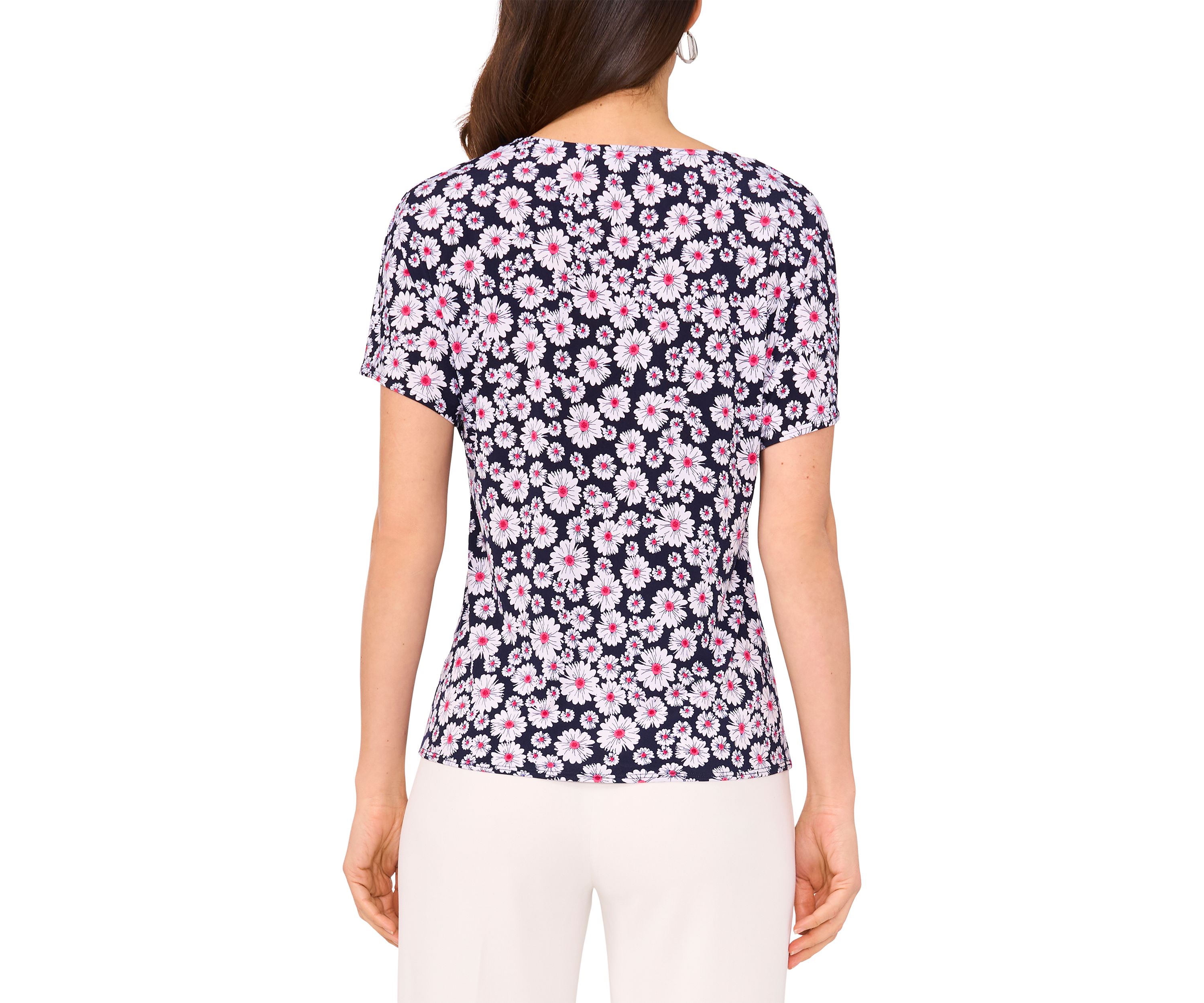 Womens Short Sleeve Tie Front Top 