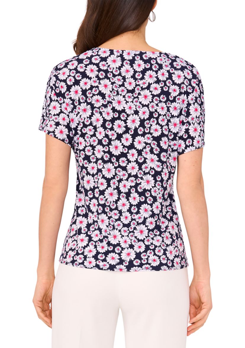 Womens Short Sleeve Tie Front Top 