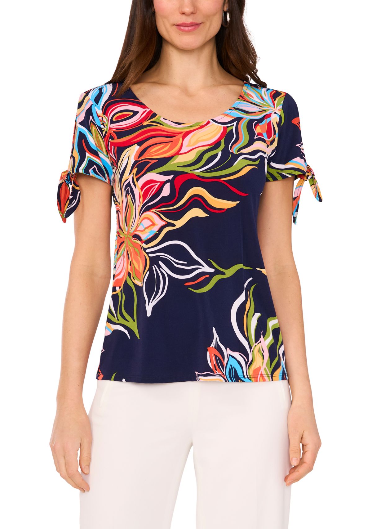 Womens Short Sleeve Tie Shoulder Top 