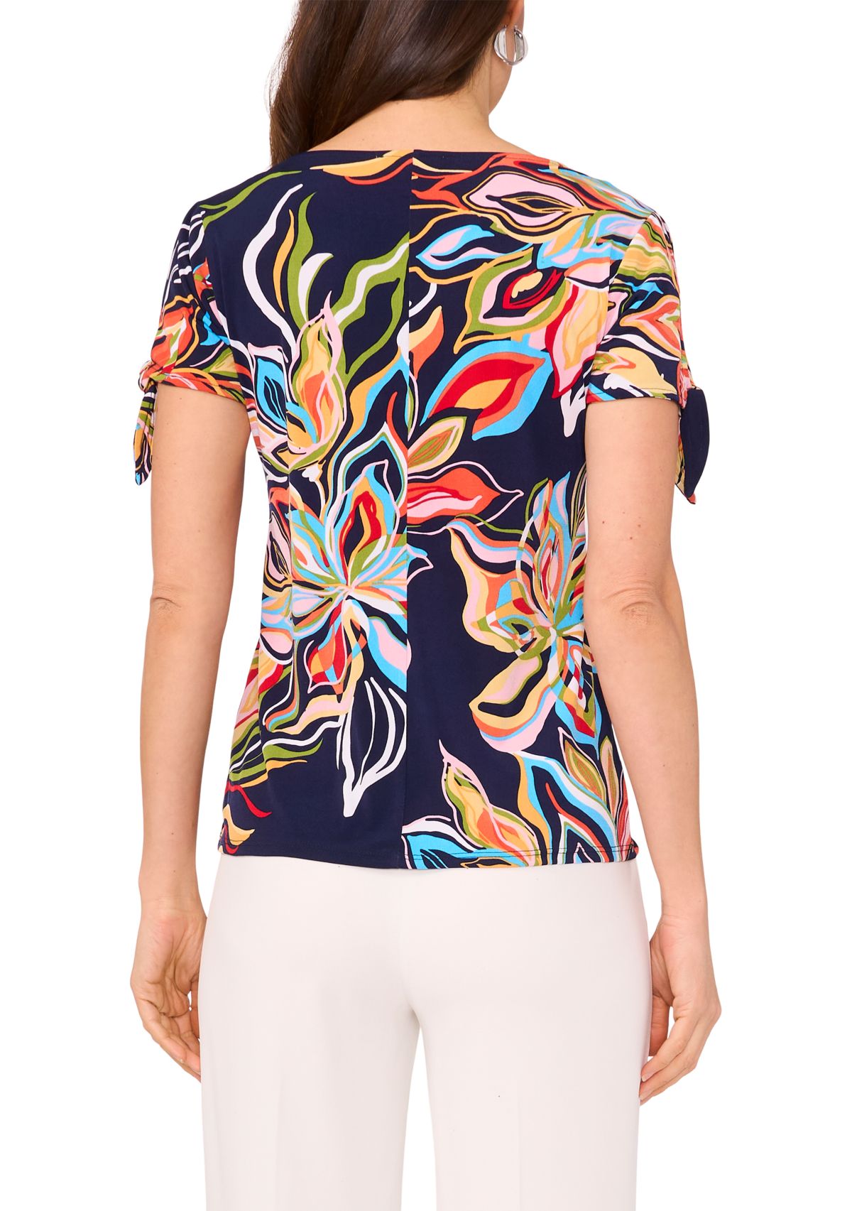 Womens Short Sleeve Tie Shoulder Top 