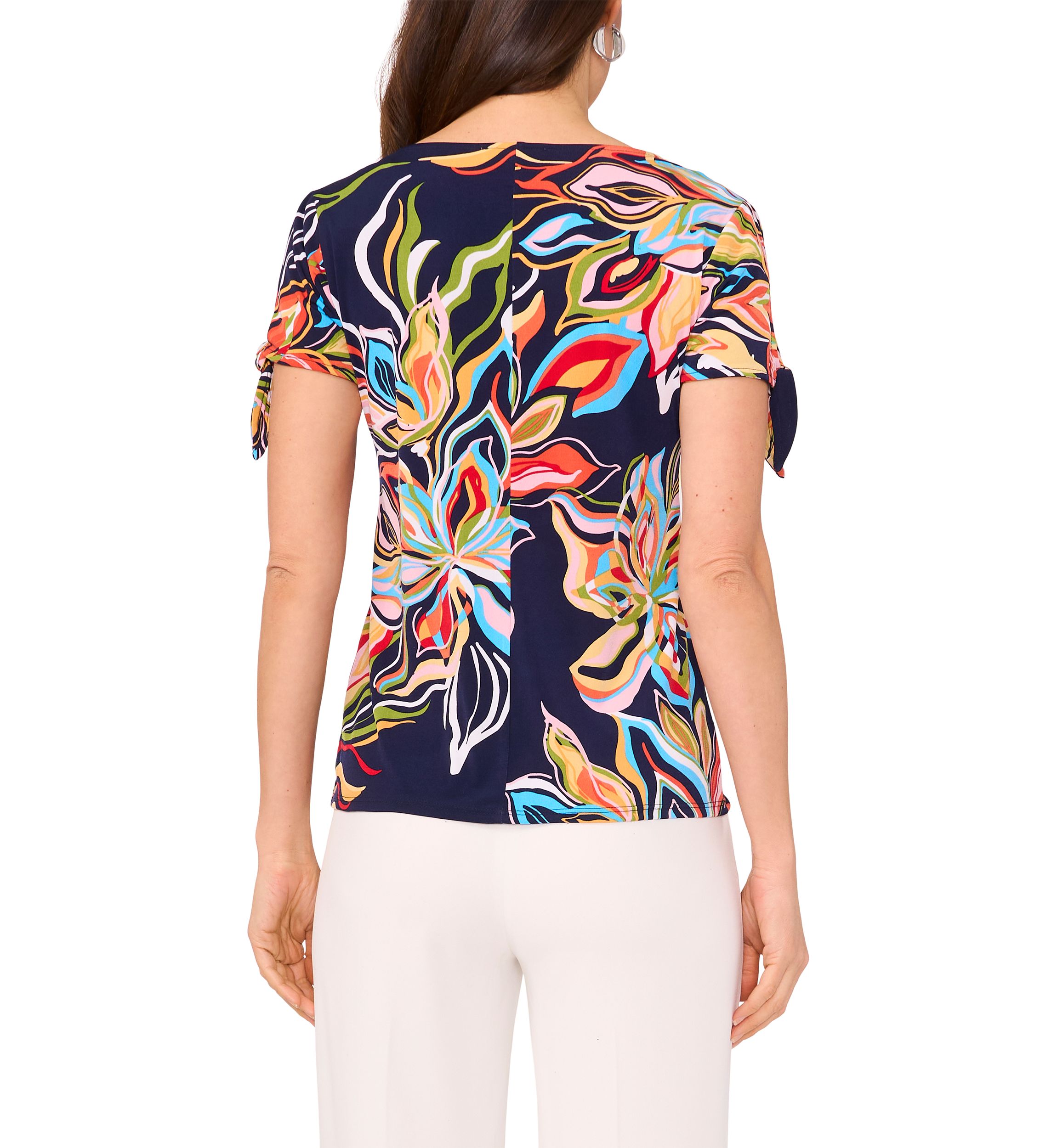 Womens Short Sleeve Tie Shoulder Top 
