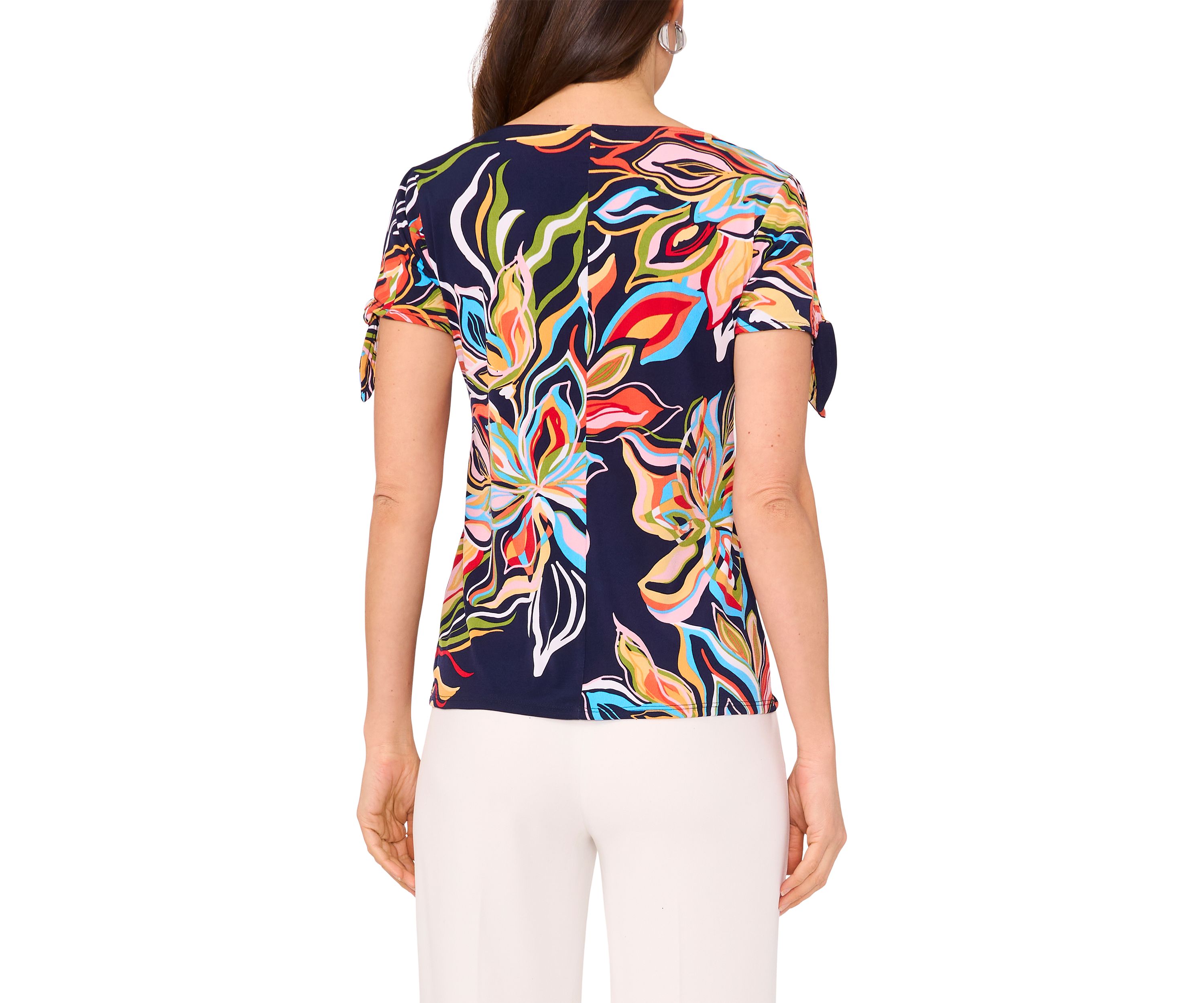 Womens Short Sleeve Tie Shoulder Top 