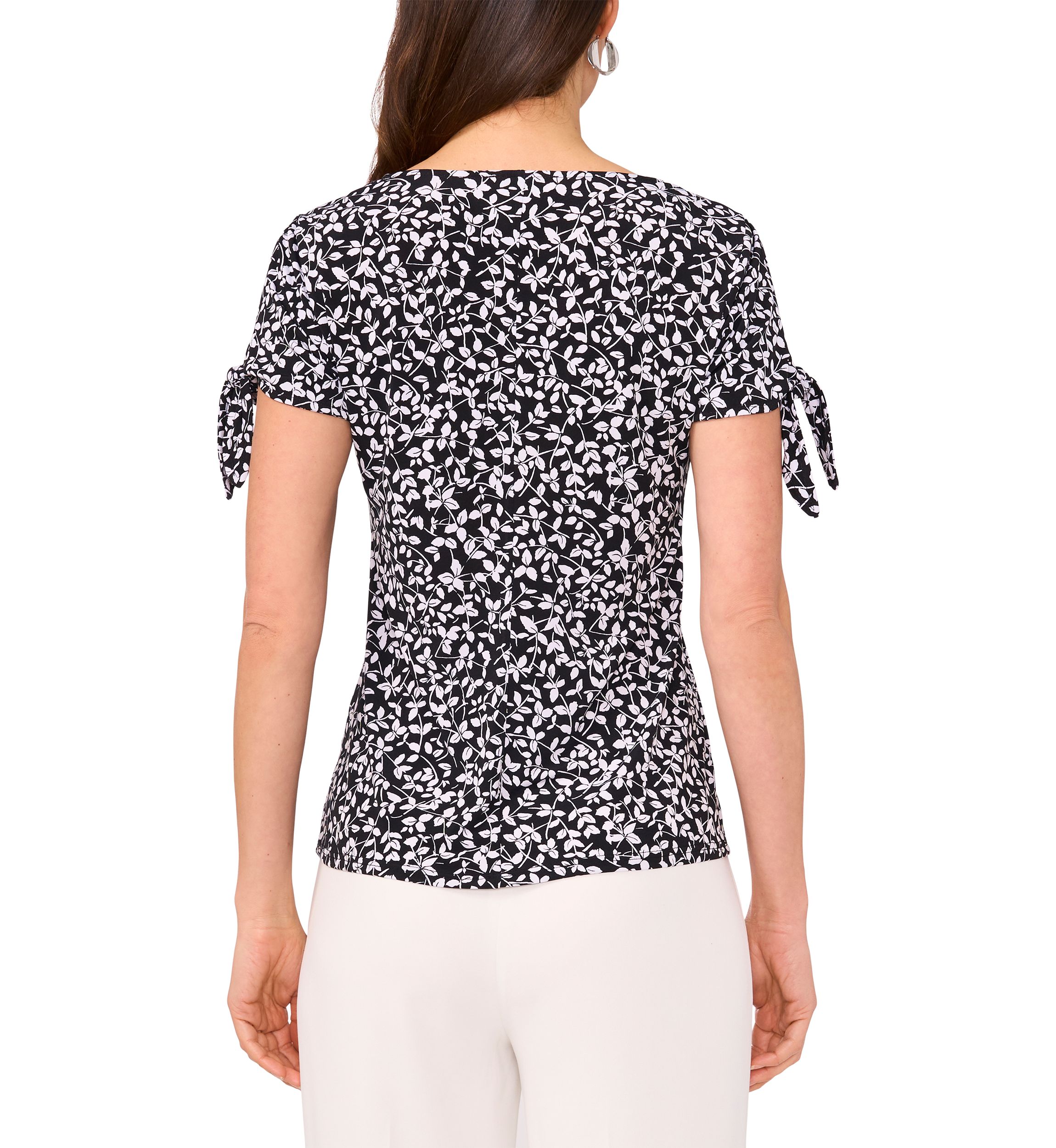 Womens Short Sleeve Tie Shoulder Top 