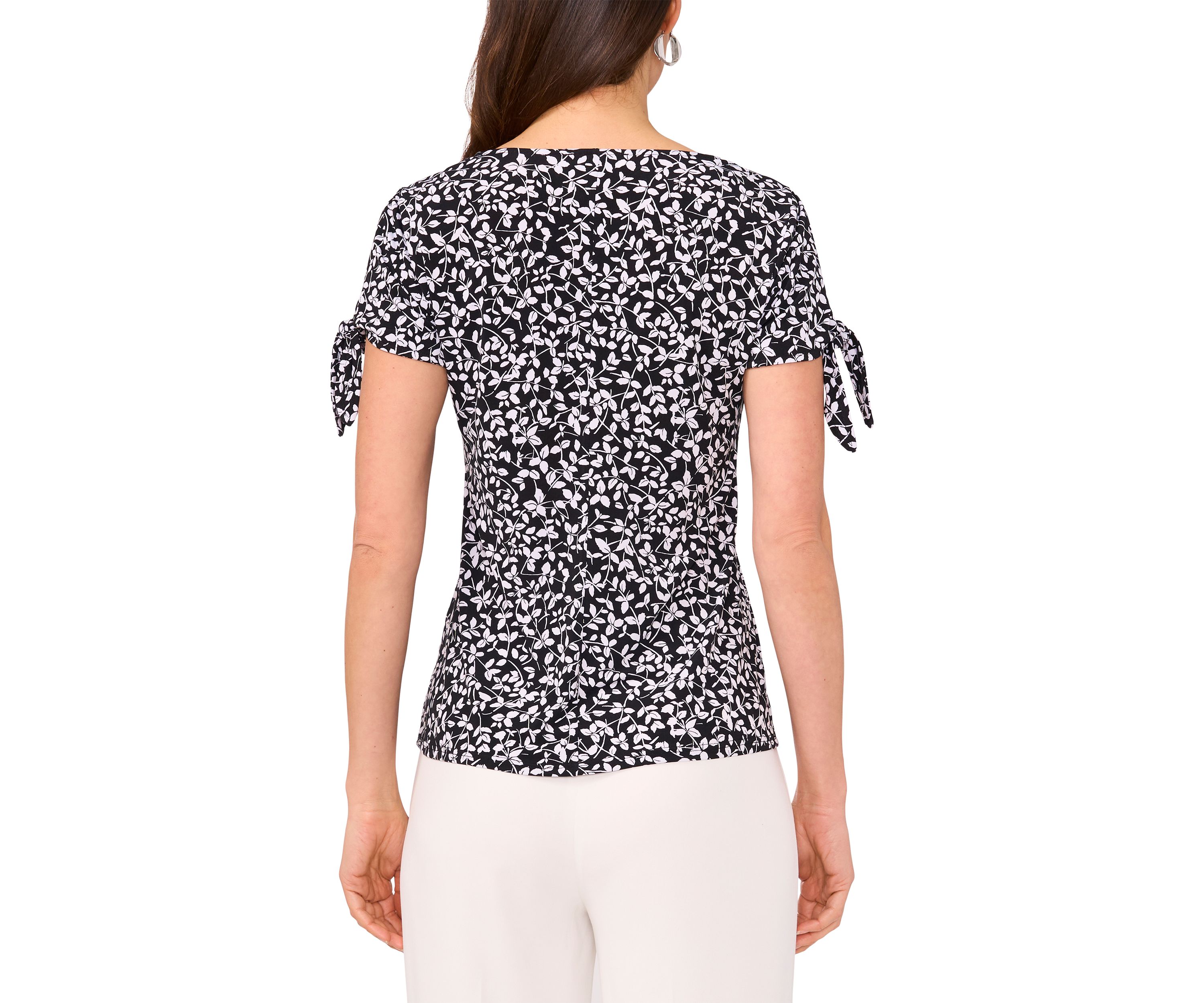 Womens Short Sleeve Tie Shoulder Top 