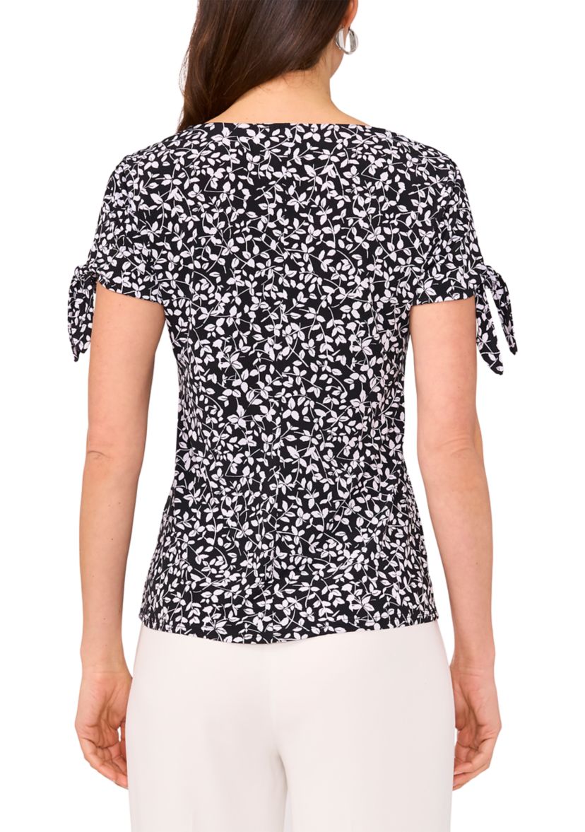 Womens Short Sleeve Tie Shoulder Top 