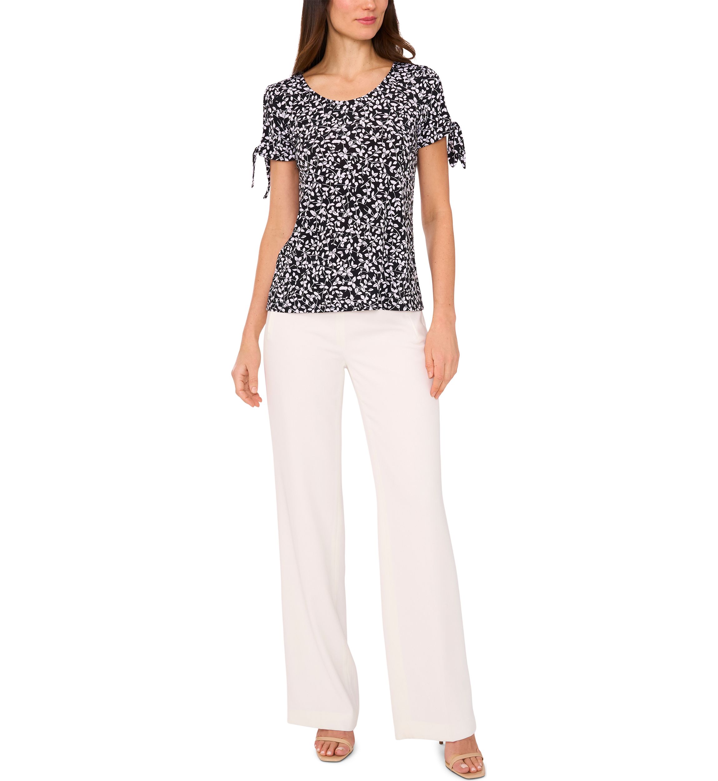 Womens Short Sleeve Tie Shoulder Top 