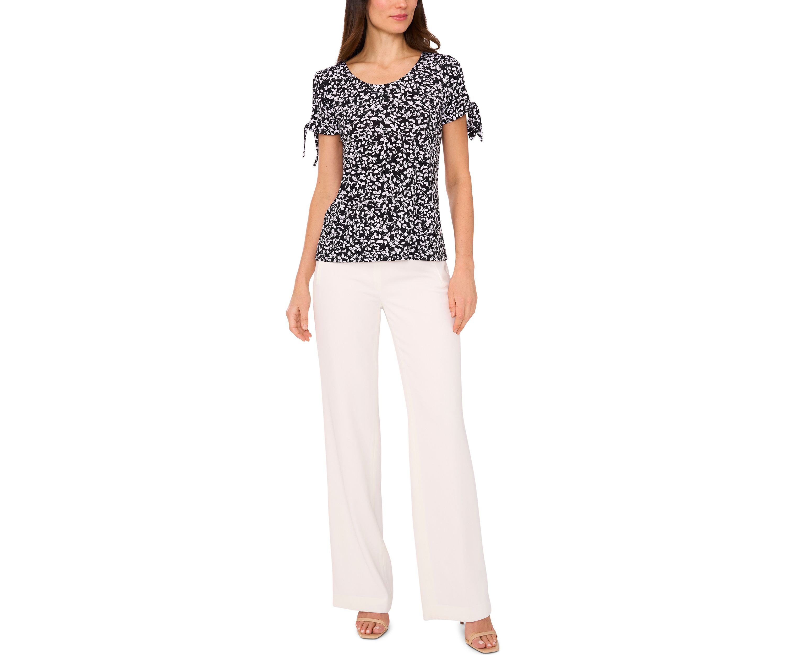 Womens Short Sleeve Tie Shoulder Top 