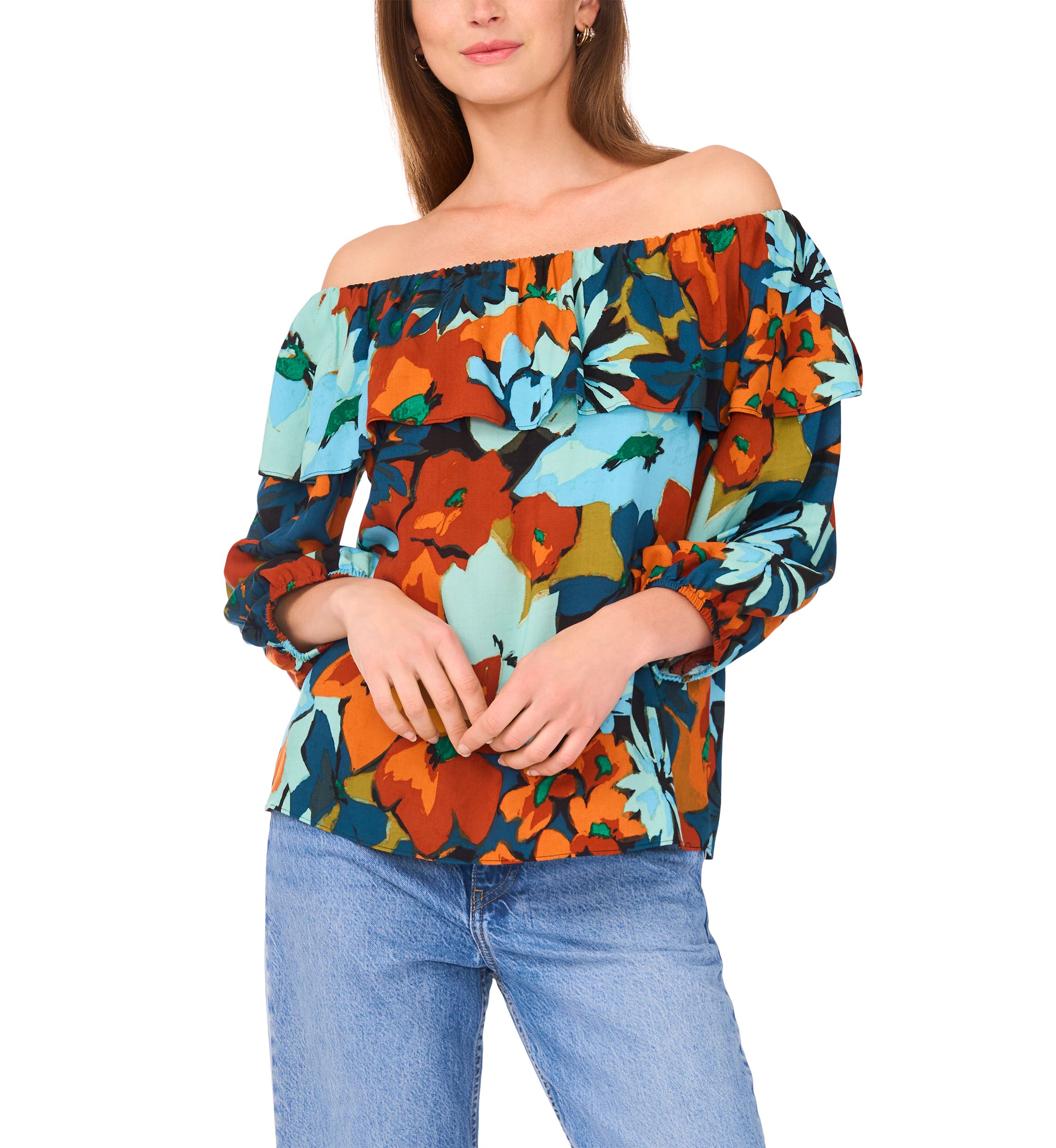 Womens 3/4 Sleeve Off the Shoulder Blouse
