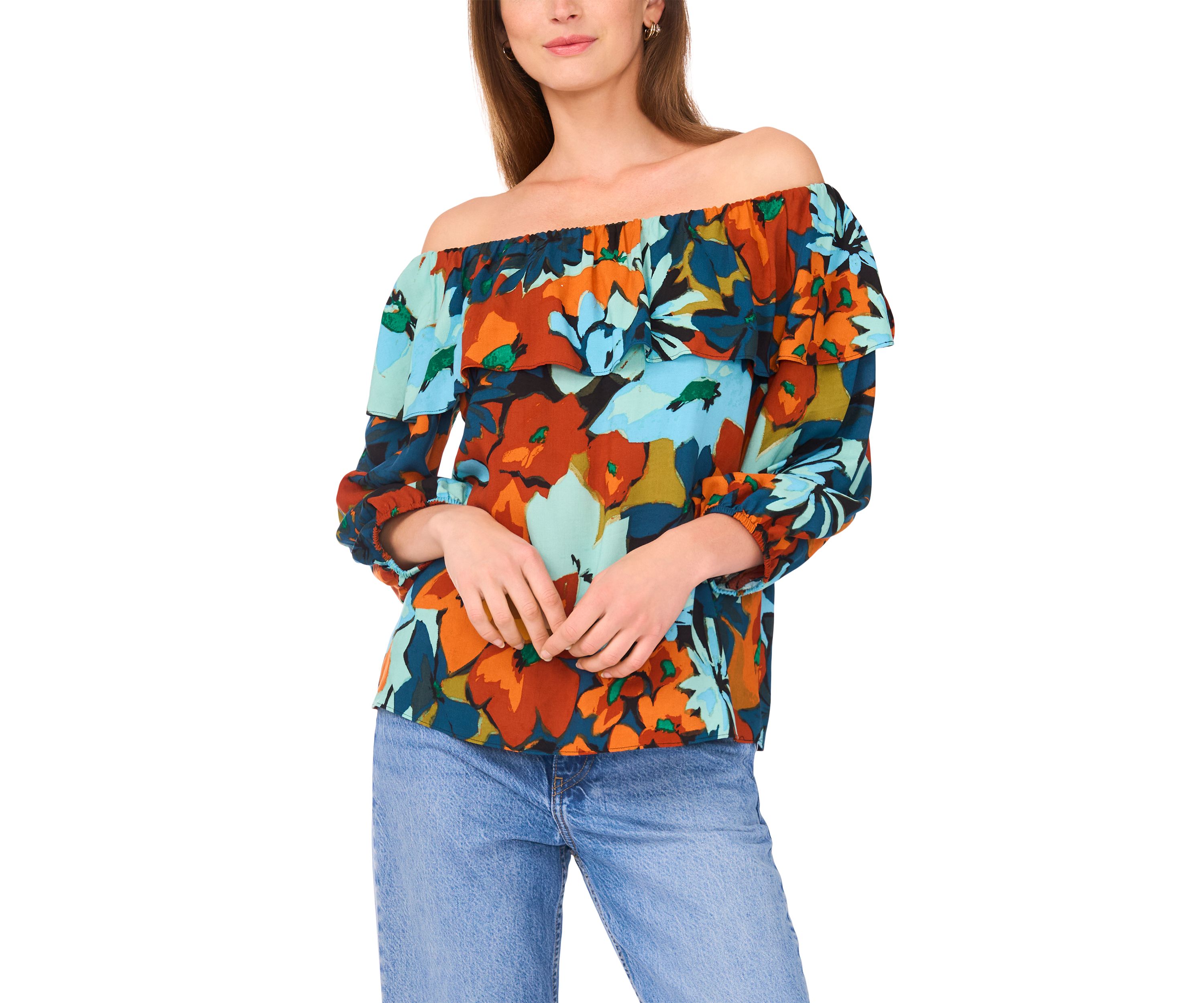 Womens 3/4 Sleeve Off the Shoulder Blouse