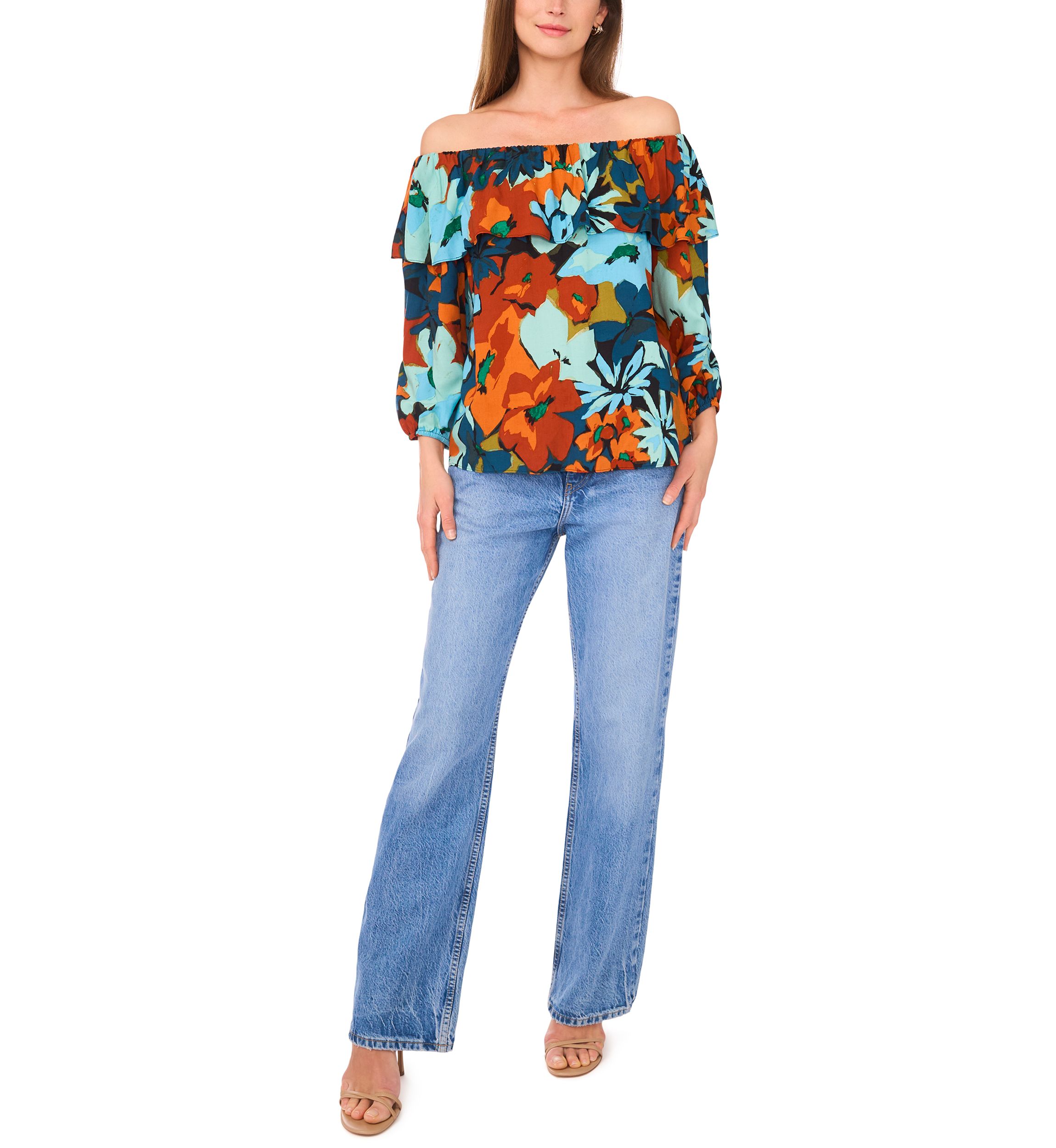 Womens 3/4 Sleeve Off the Shoulder Blouse