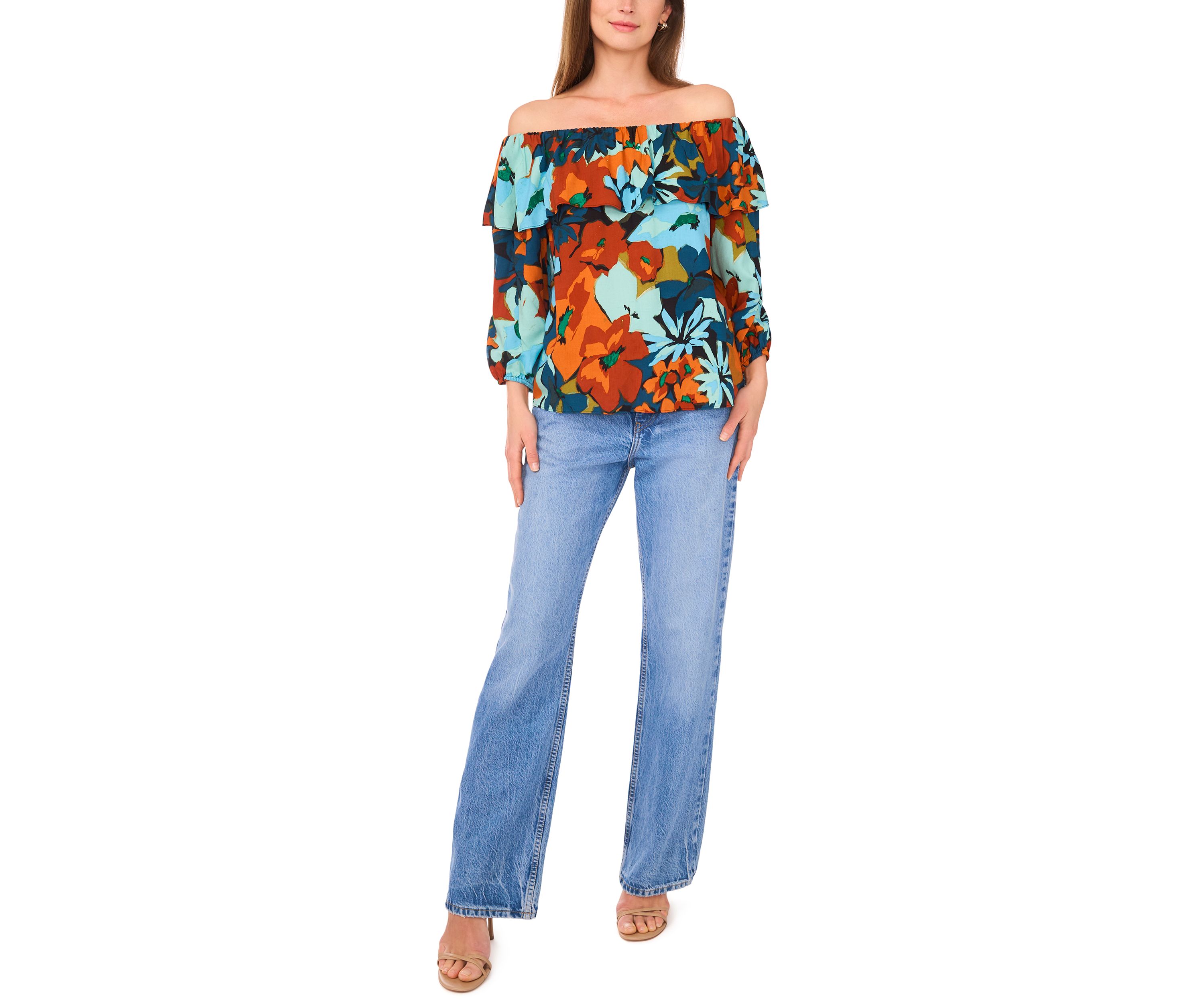 Womens 3/4 Sleeve Off the Shoulder Blouse