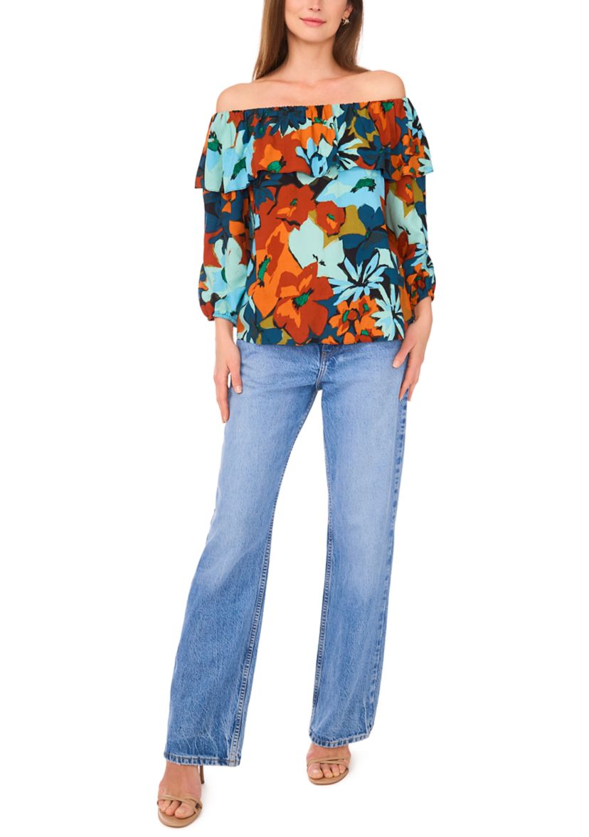 Womens 3/4 Sleeve Off the Shoulder Blouse