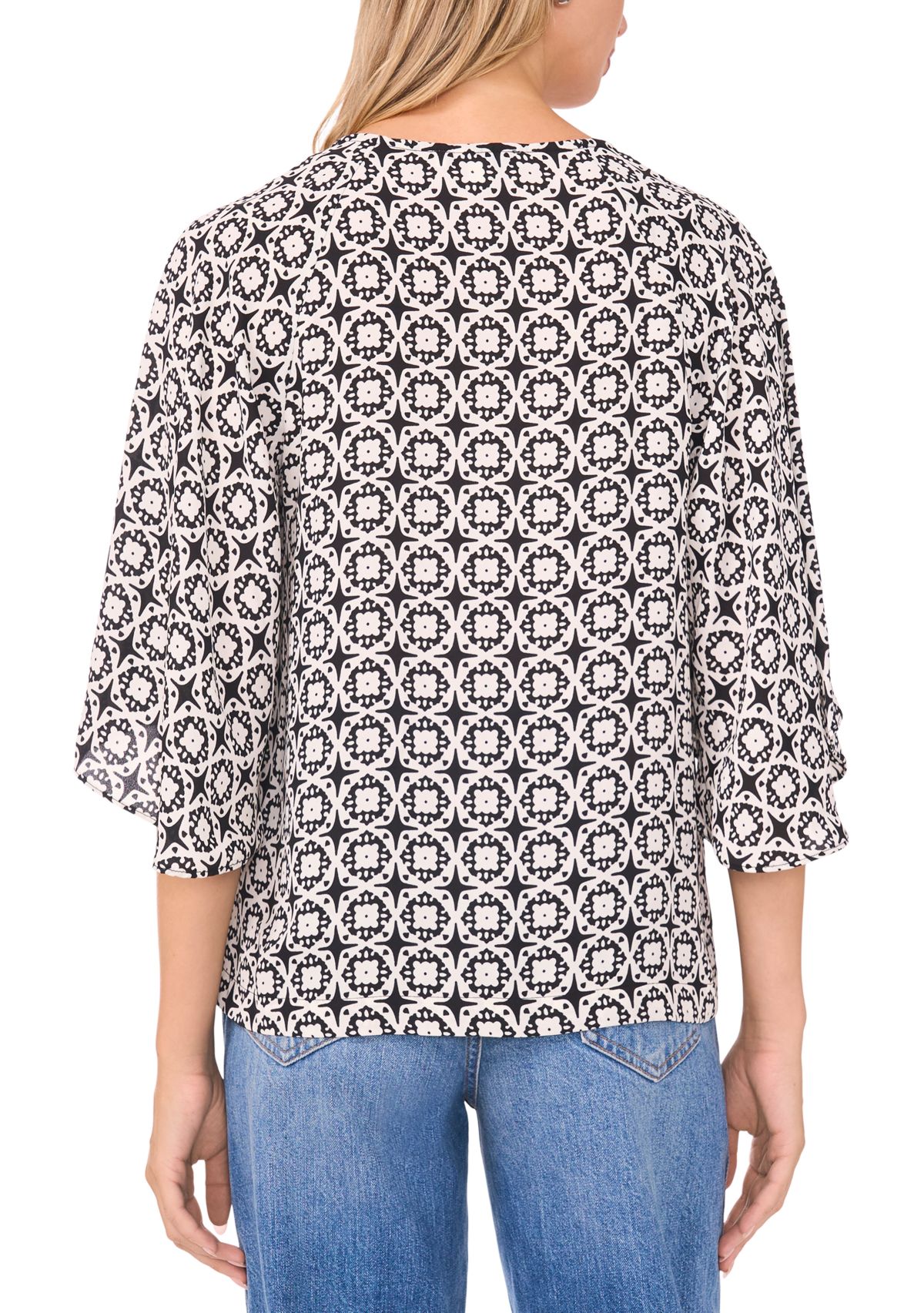Womens 3/4 Sleeve Printed Blouse