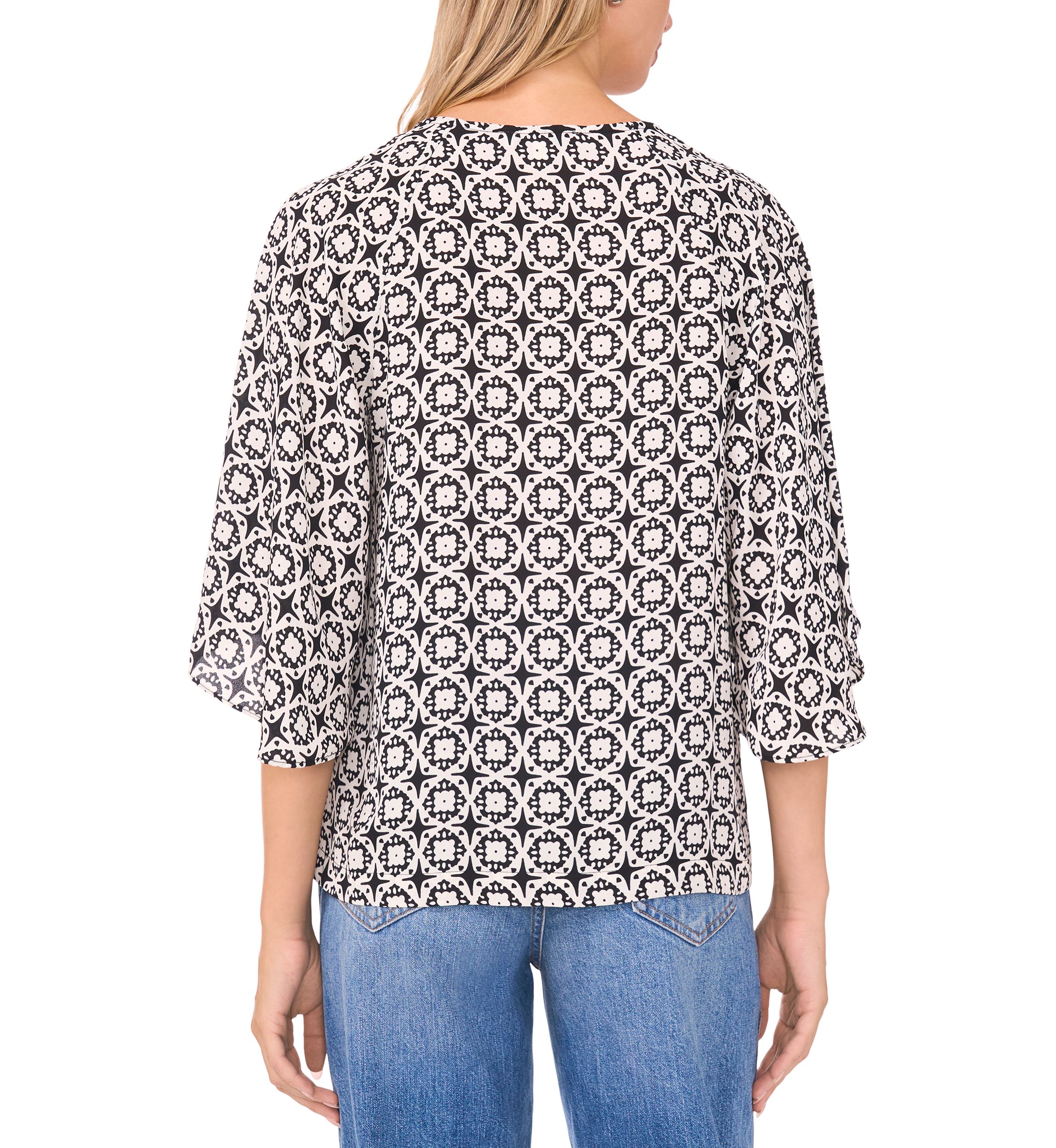 Womens 3/4 Sleeve Printed Blouse
