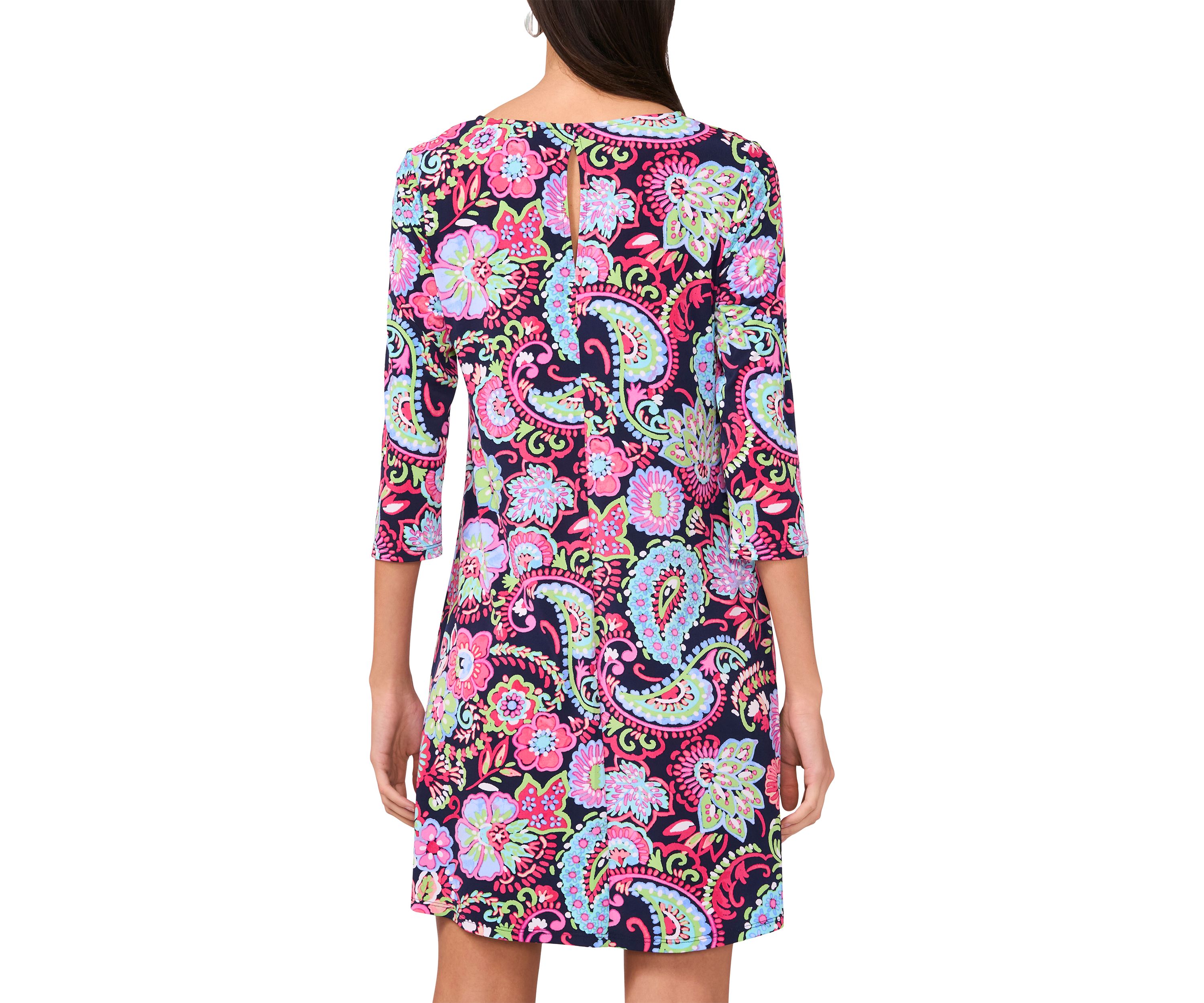 Womens Printed V-Neck Dress