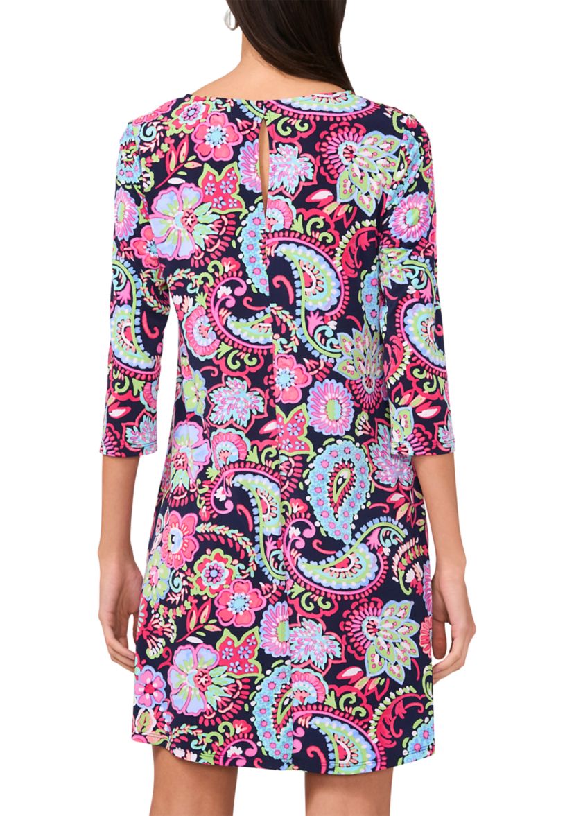 Womens Printed V-Neck Dress
