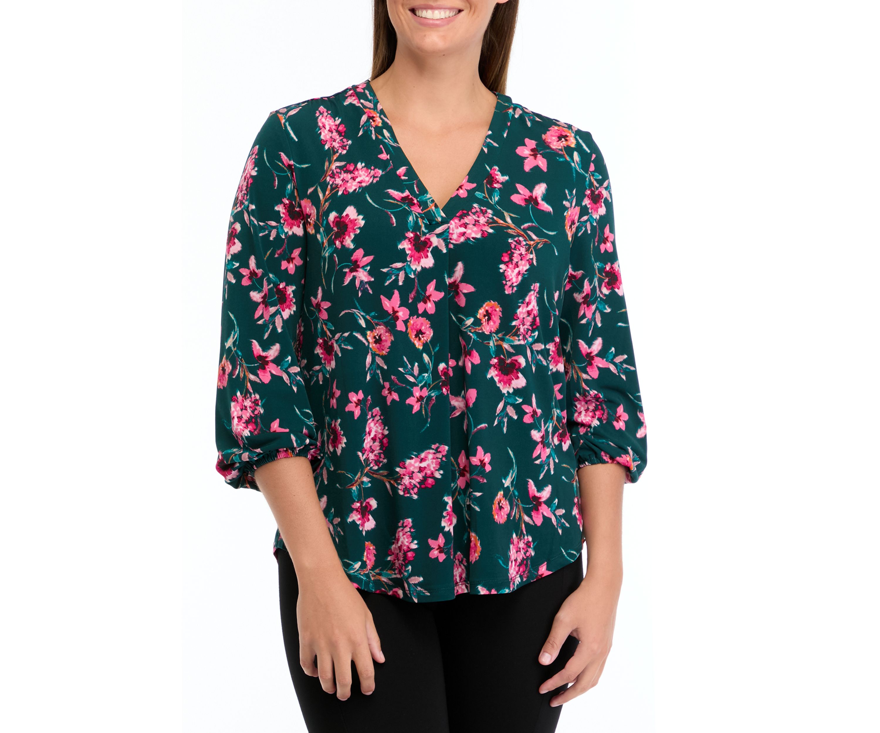 Womens 3/4 Sleeve V-Neck Top
