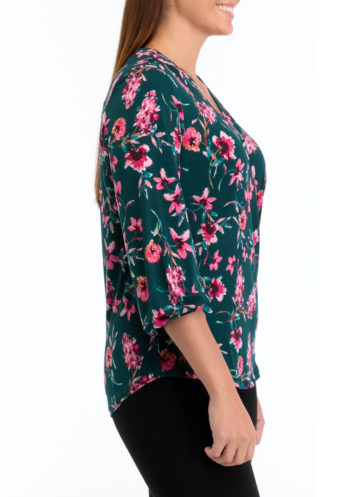 Womens 3/4 Sleeve V-Neck Top