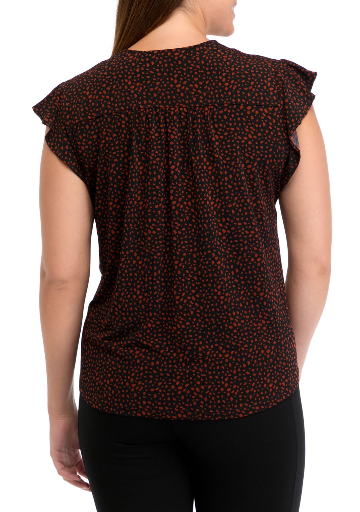 Womens V-Neck Flutter Sleeve Top