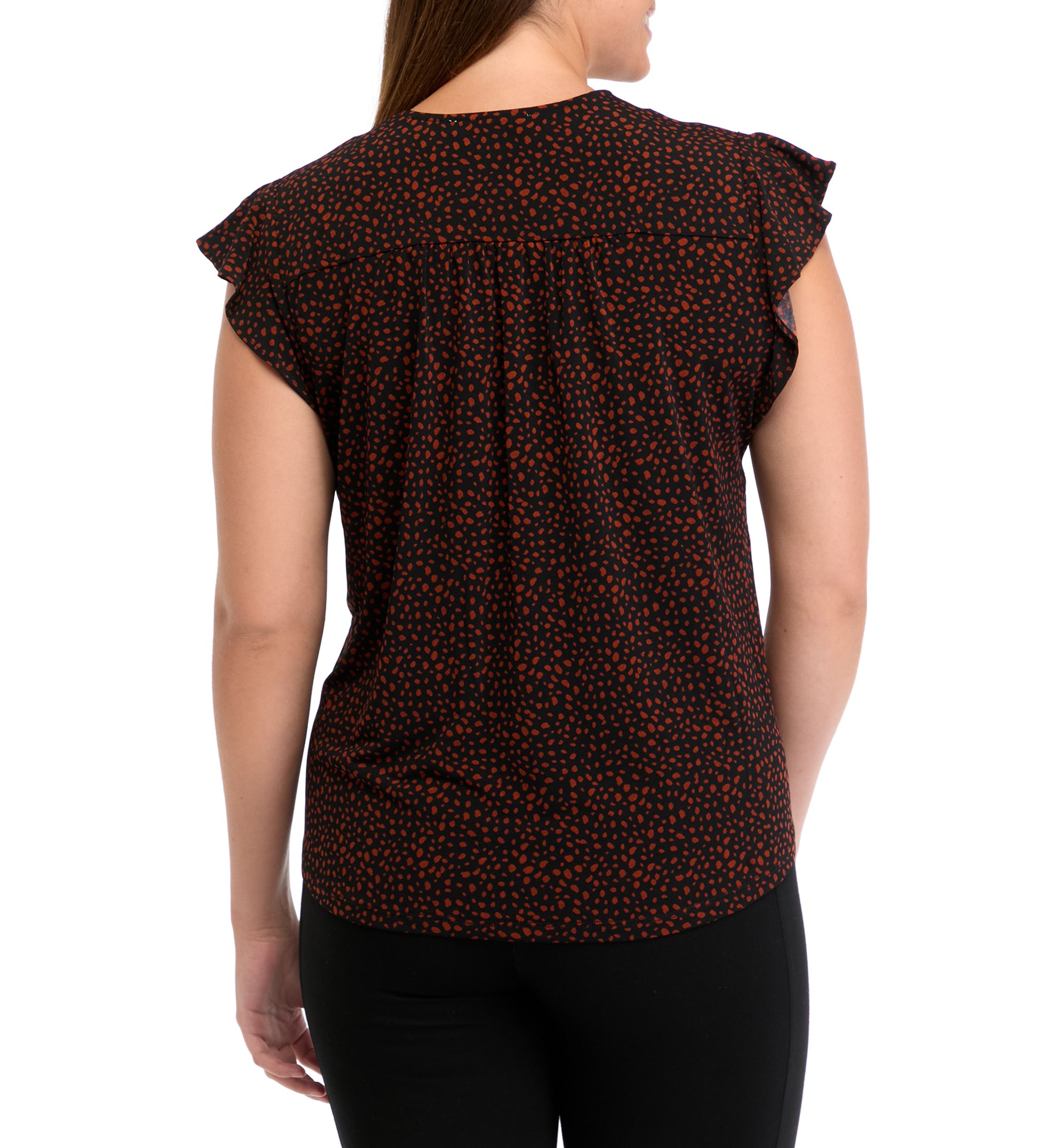 Womens V-Neck Flutter Sleeve Top