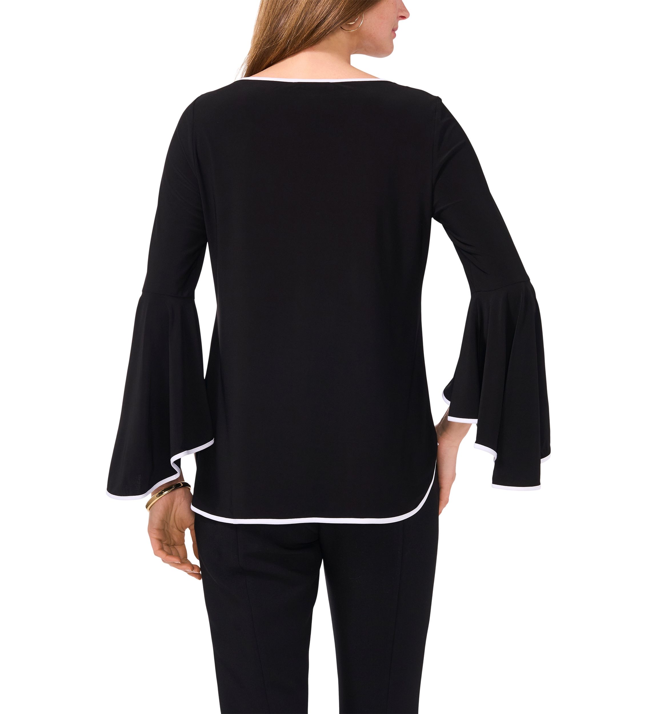 Womens Contrast Bell Sleeve Blouse