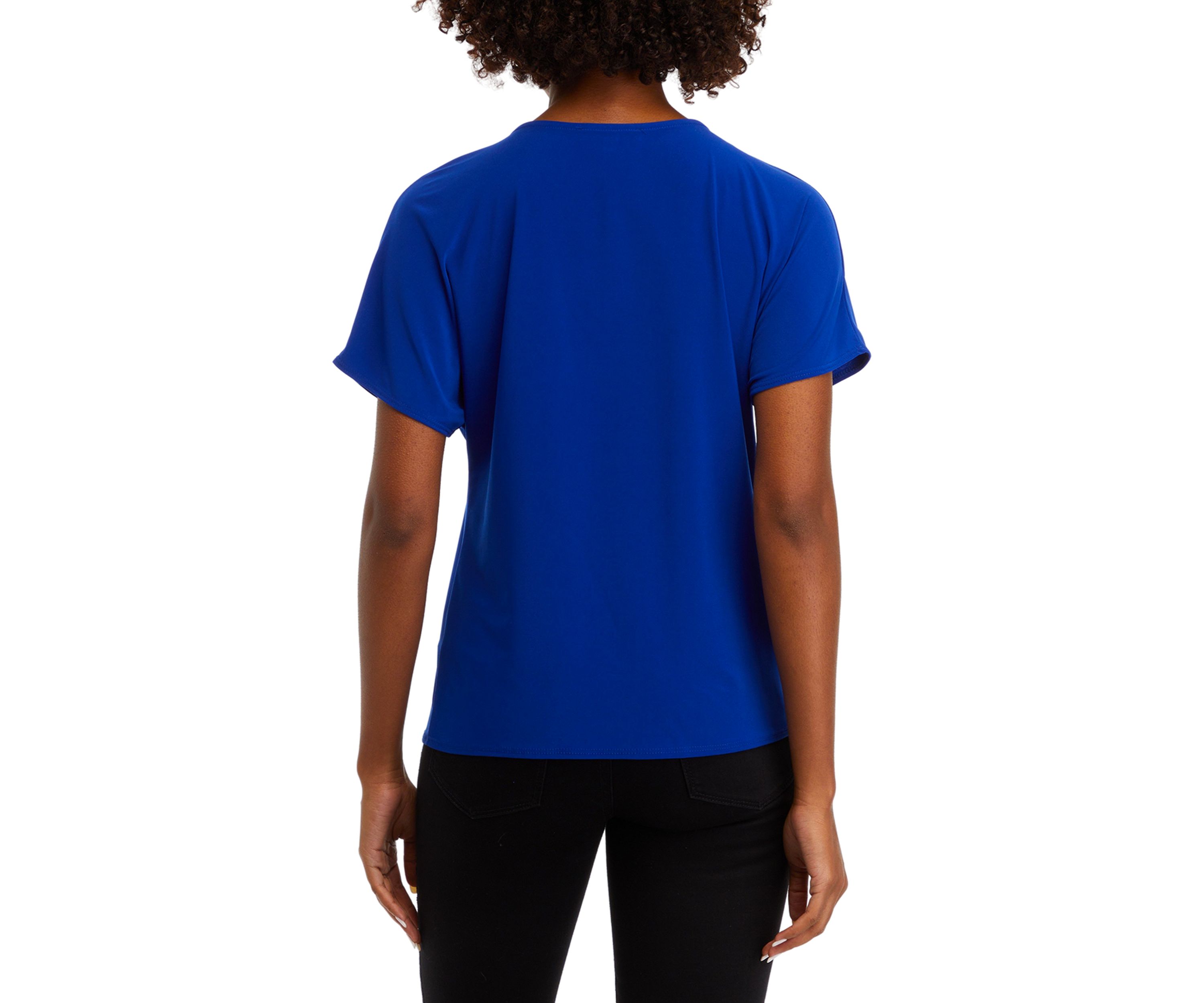Womens Short Sleeve Tie Front Blouse
