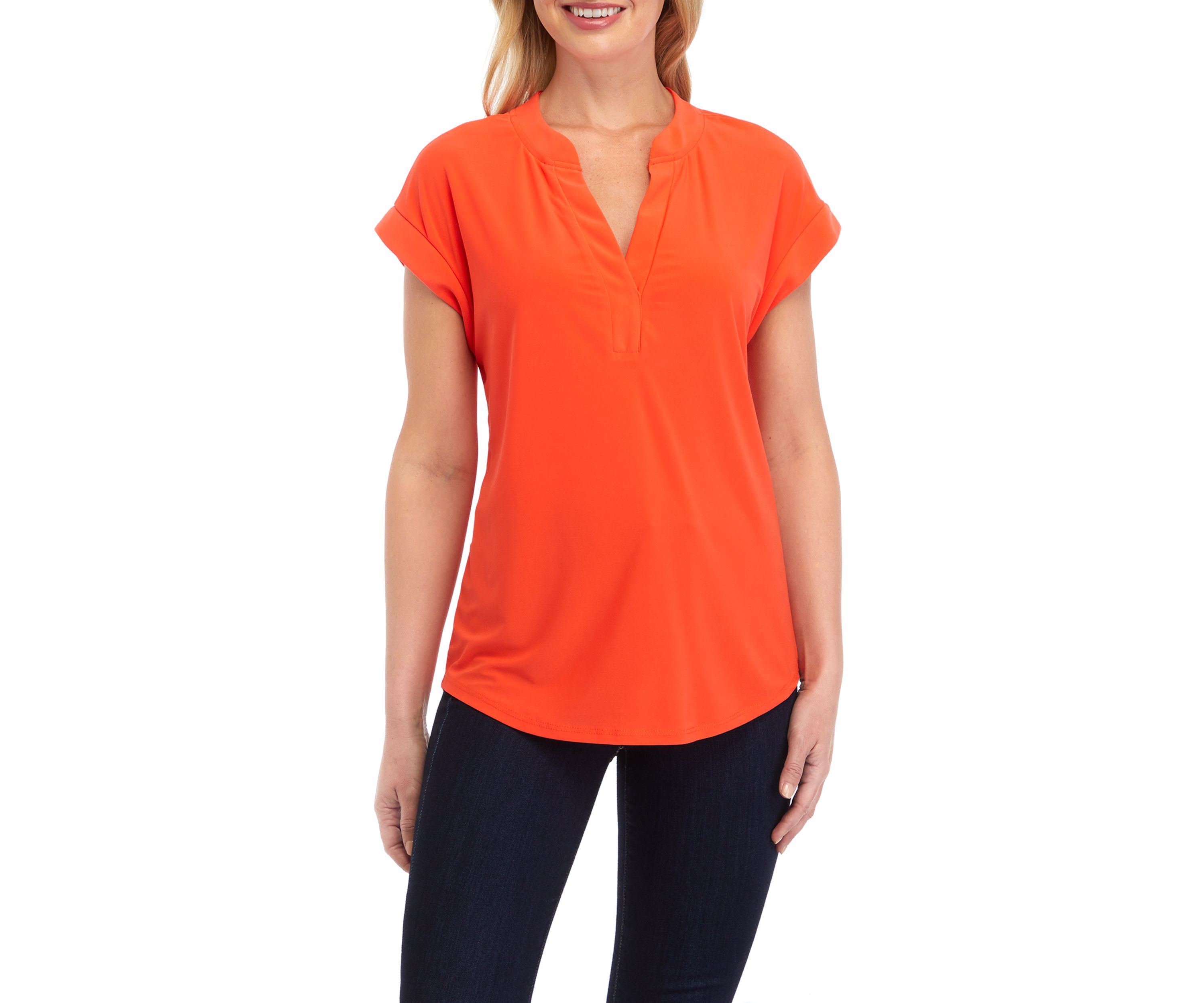 Womens Short Sleeve V-Neck Blouse
