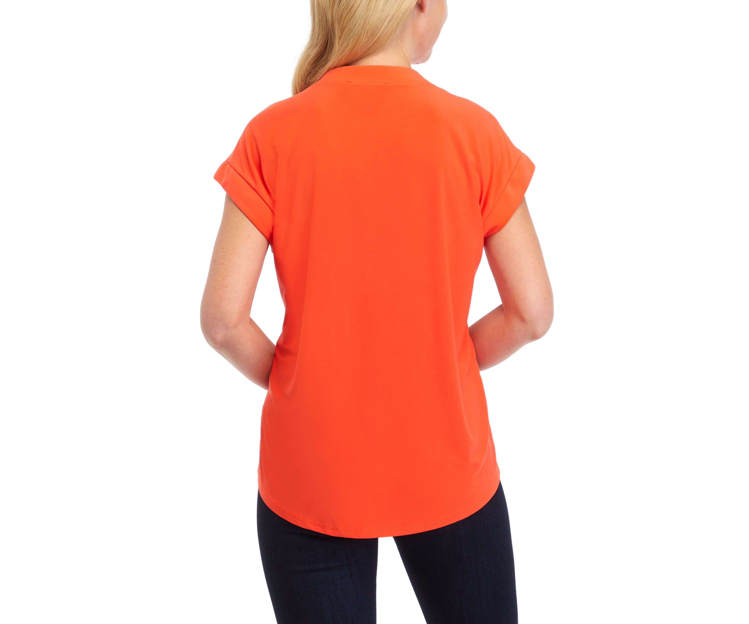 Womens Short Sleeve V-Neck Blouse