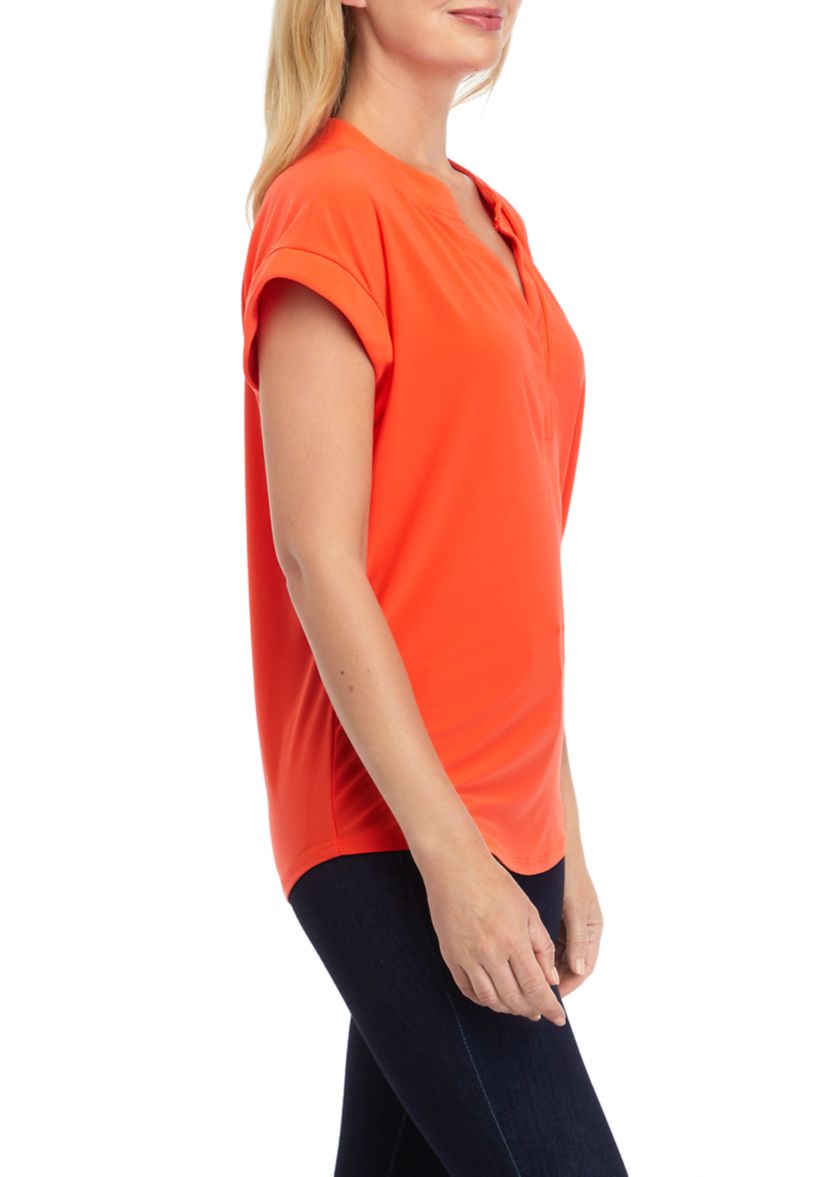 Womens Short Sleeve V-Neck Blouse