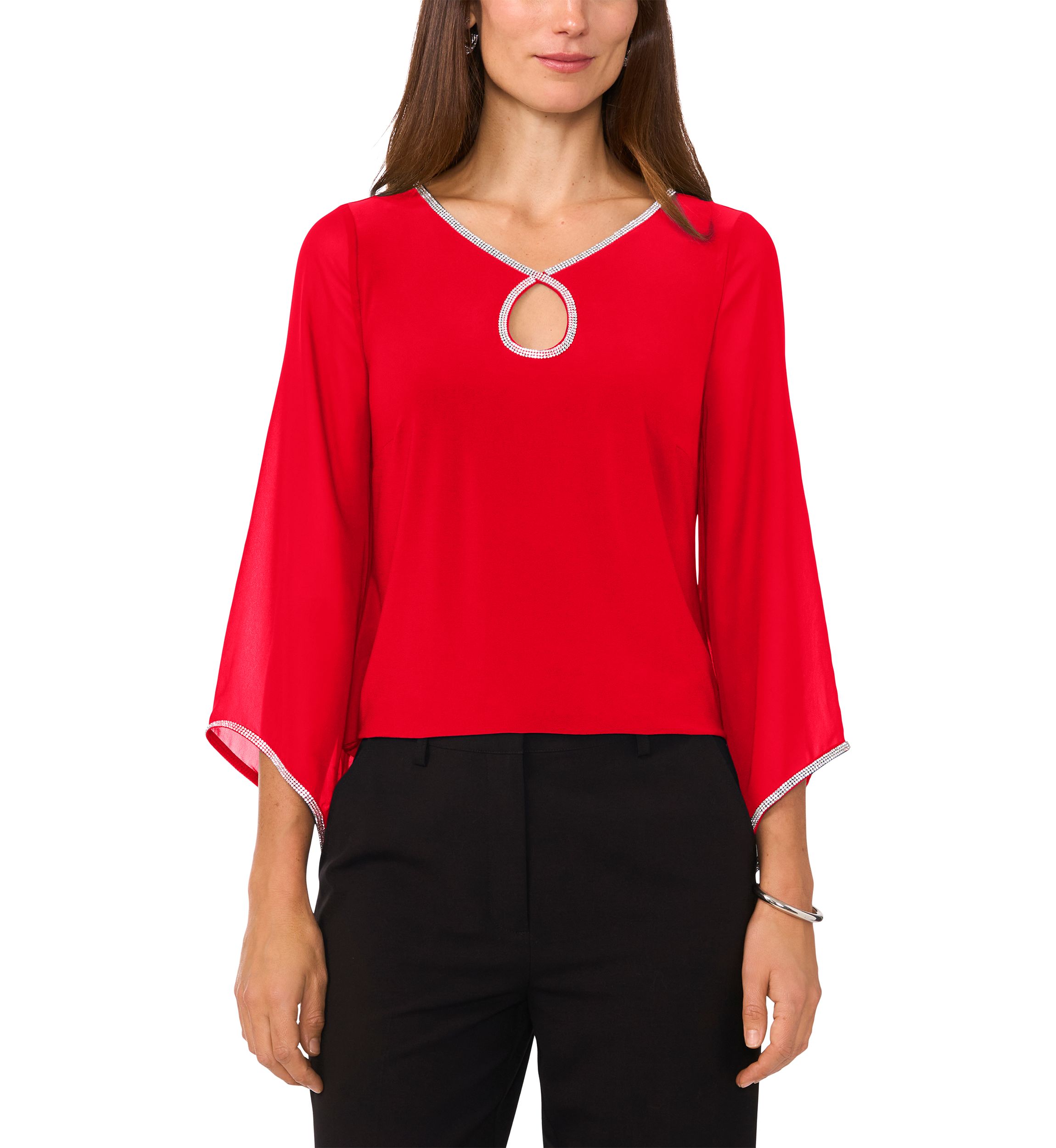 Womens Rhinestone Keyhole Top