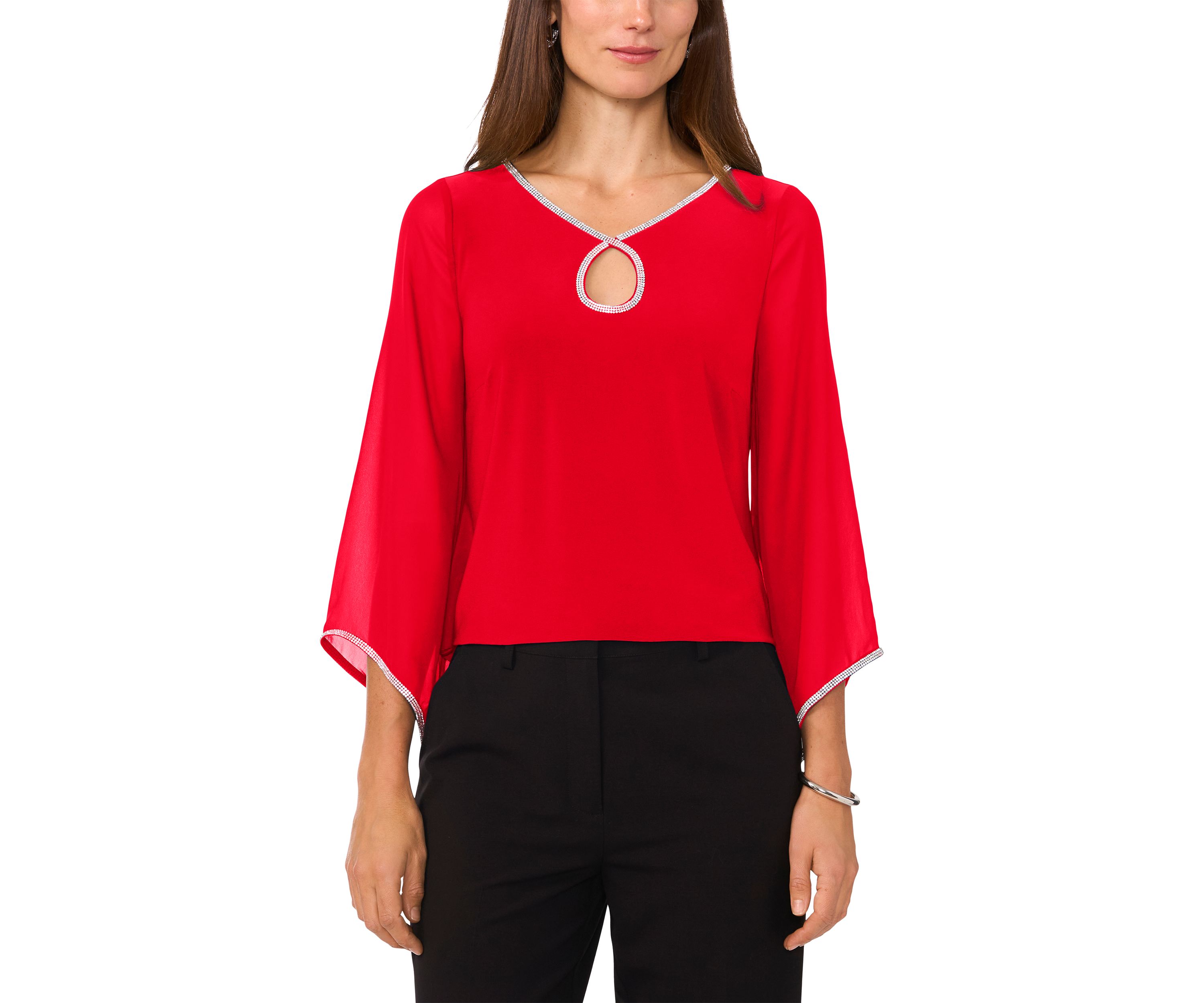 Womens Rhinestone Keyhole Top