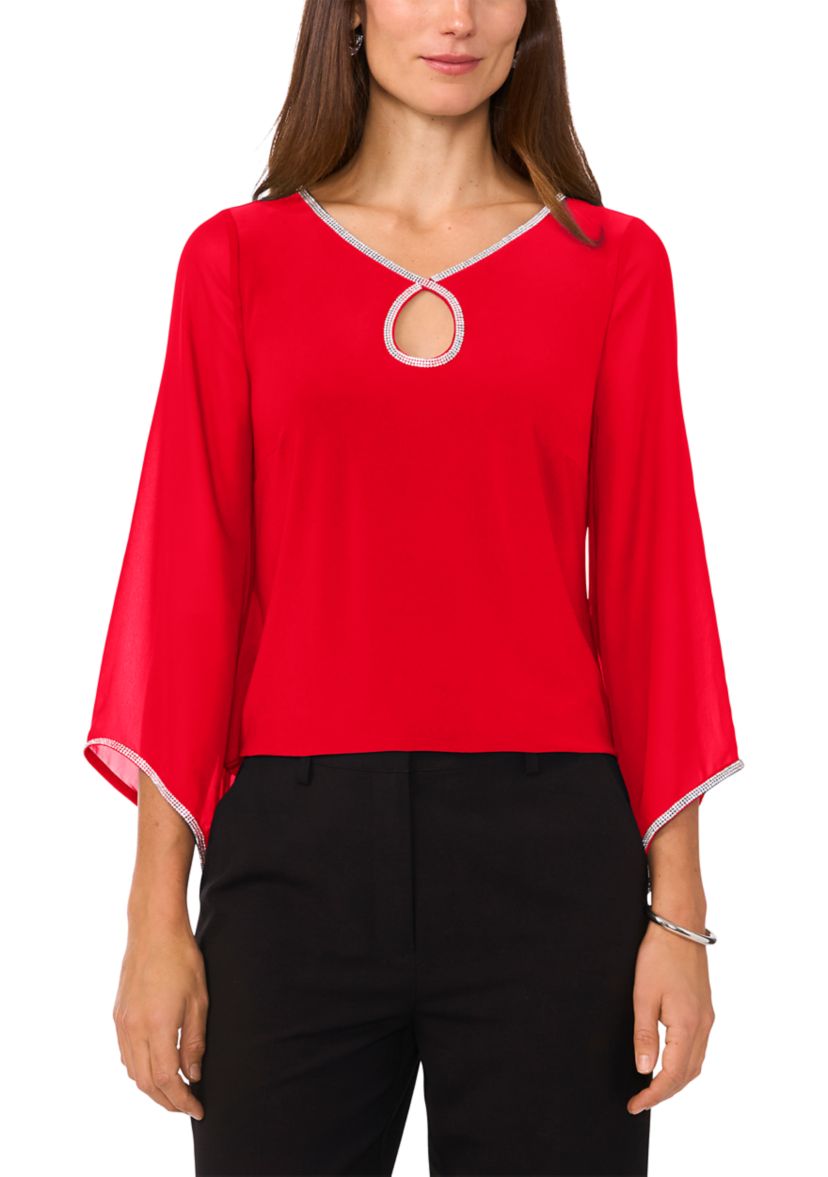 Womens Rhinestone Keyhole Top