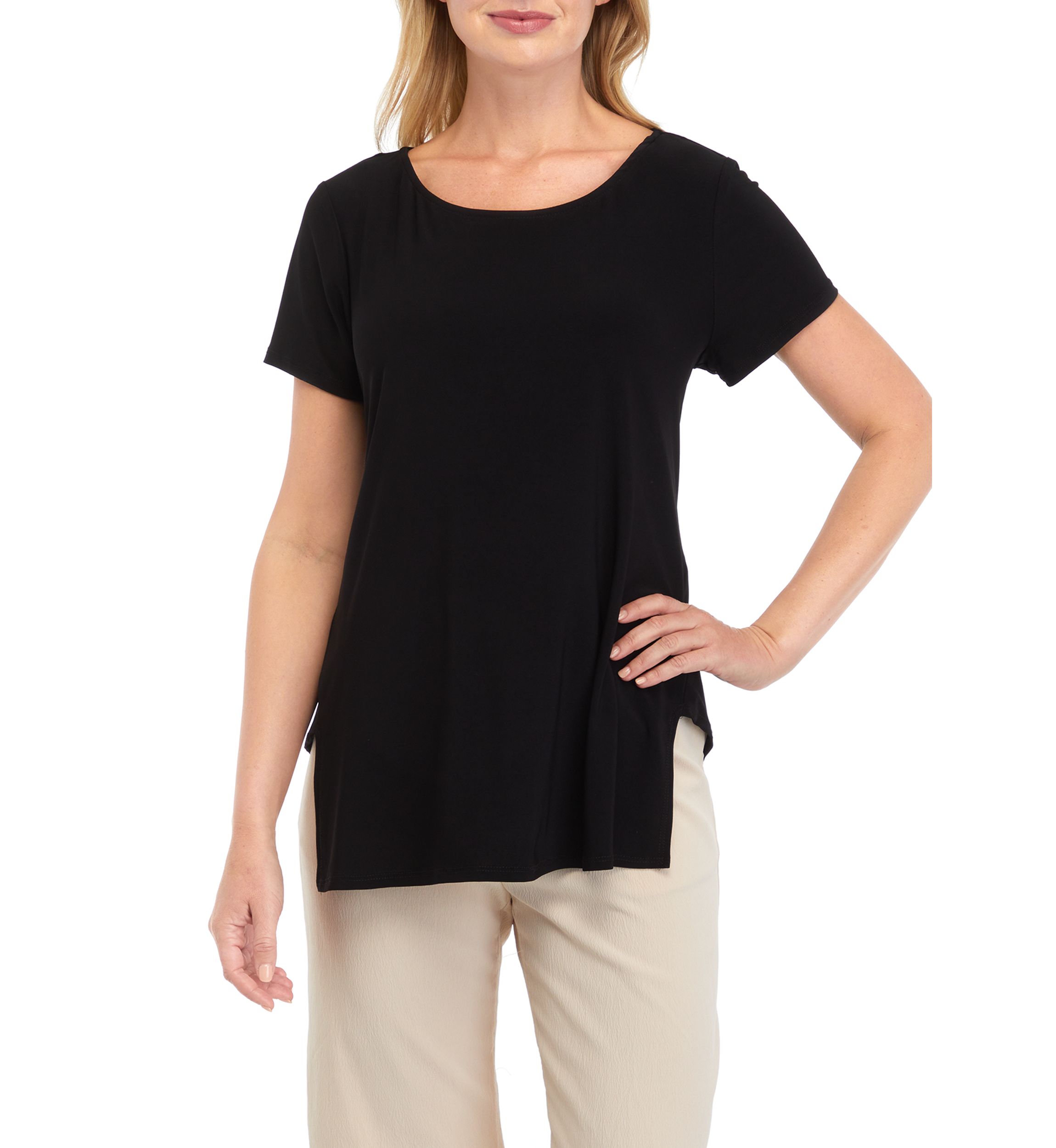 Womens Short Sleeve Step Hem Blouse