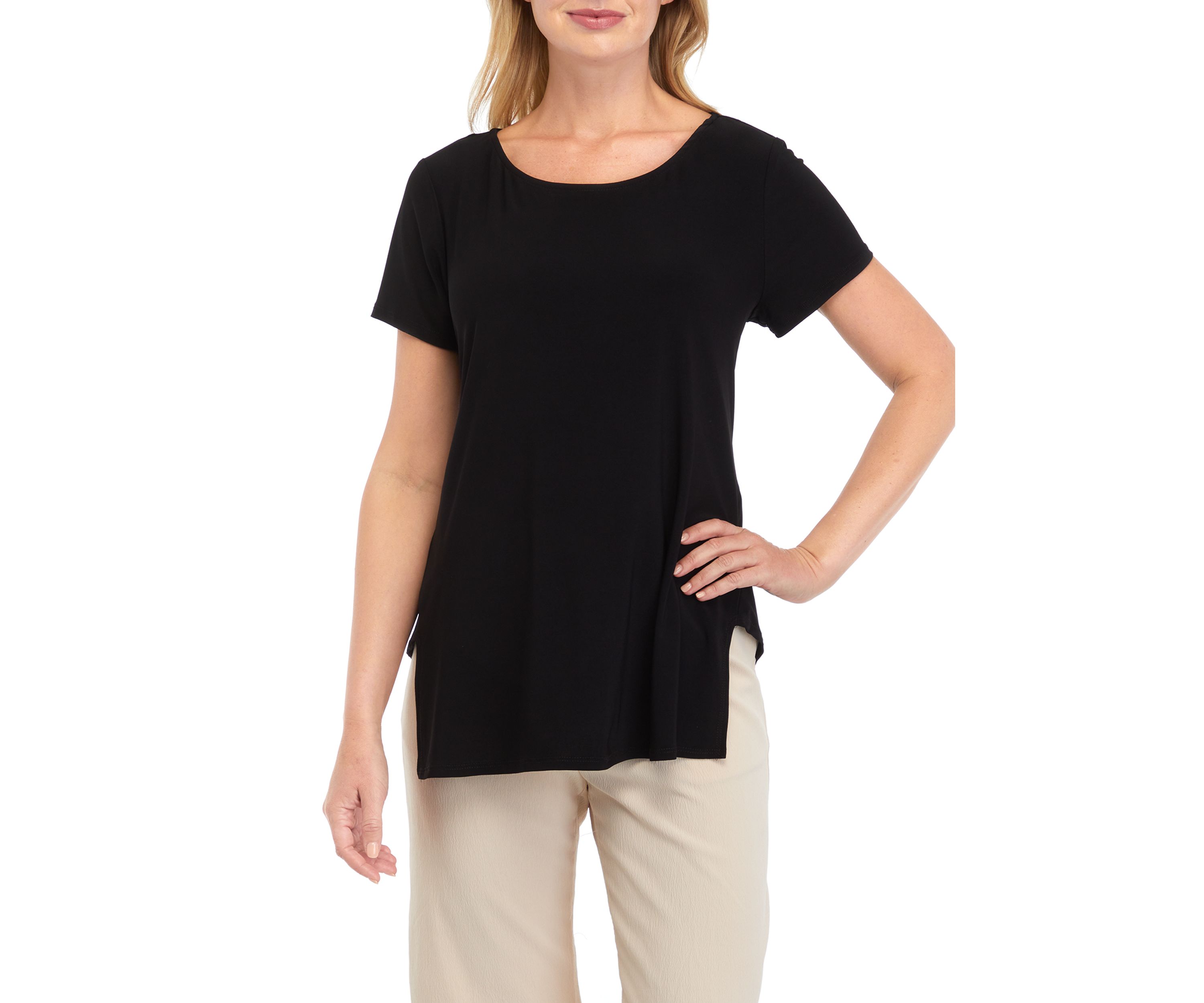 Womens Short Sleeve Step Hem Blouse