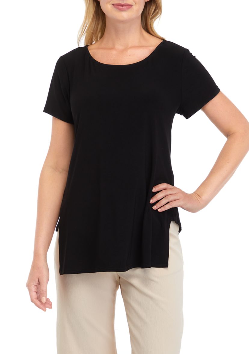 Womens Short Sleeve Step Hem Blouse
