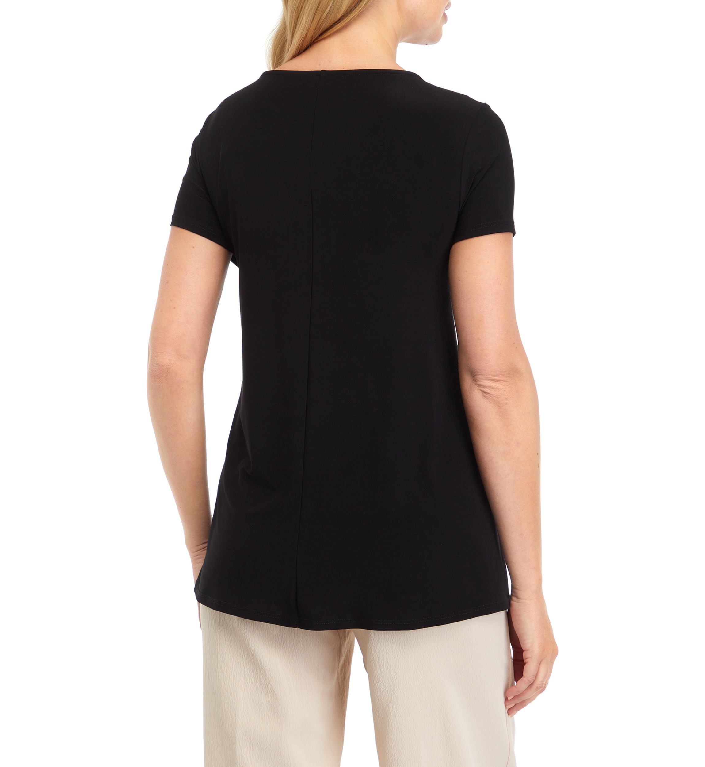 Womens Short Sleeve Step Hem Blouse