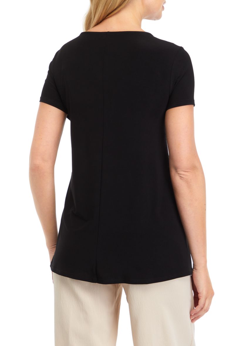 Womens Short Sleeve Step Hem Blouse