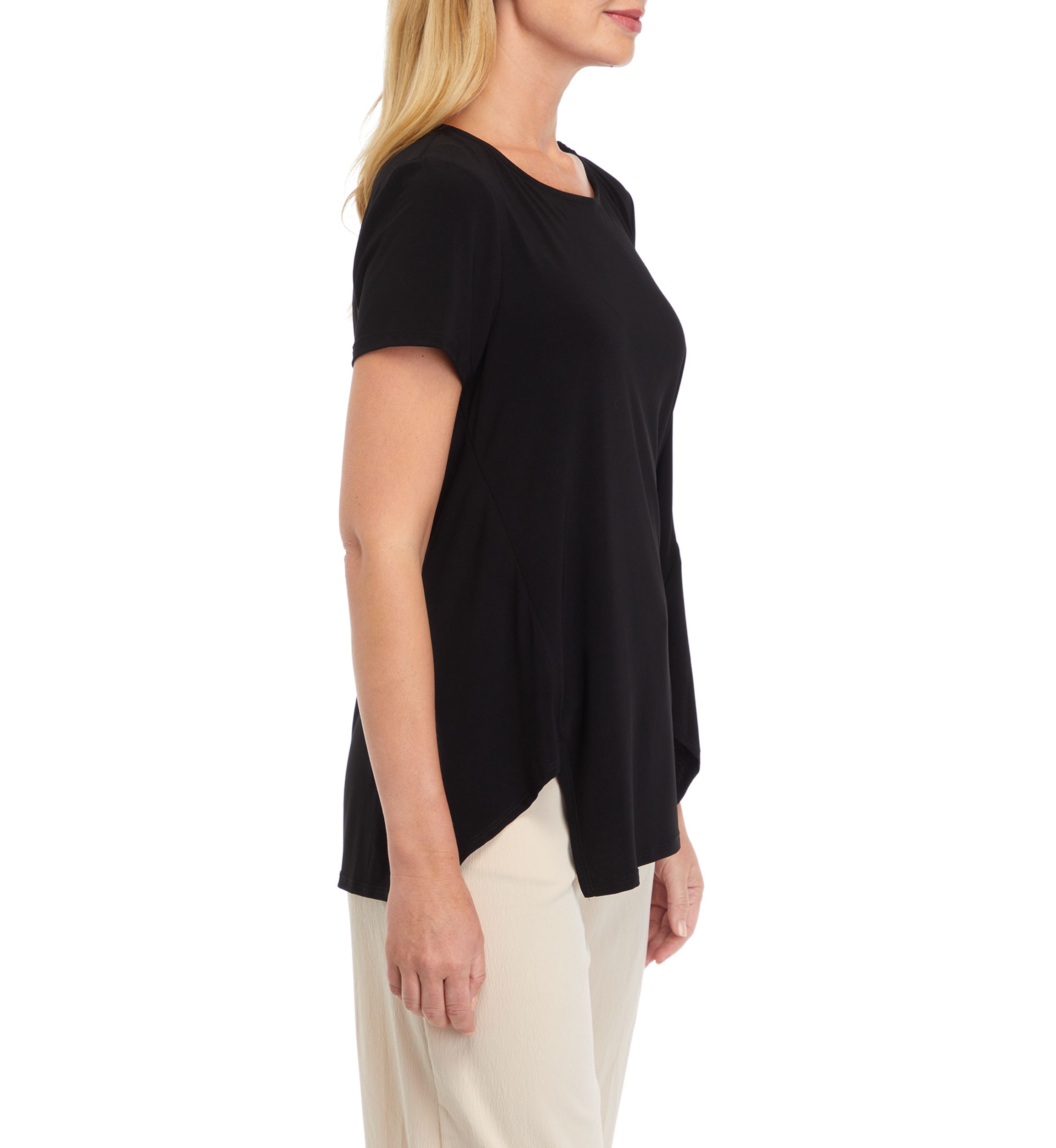 Womens Short Sleeve Step Hem Blouse