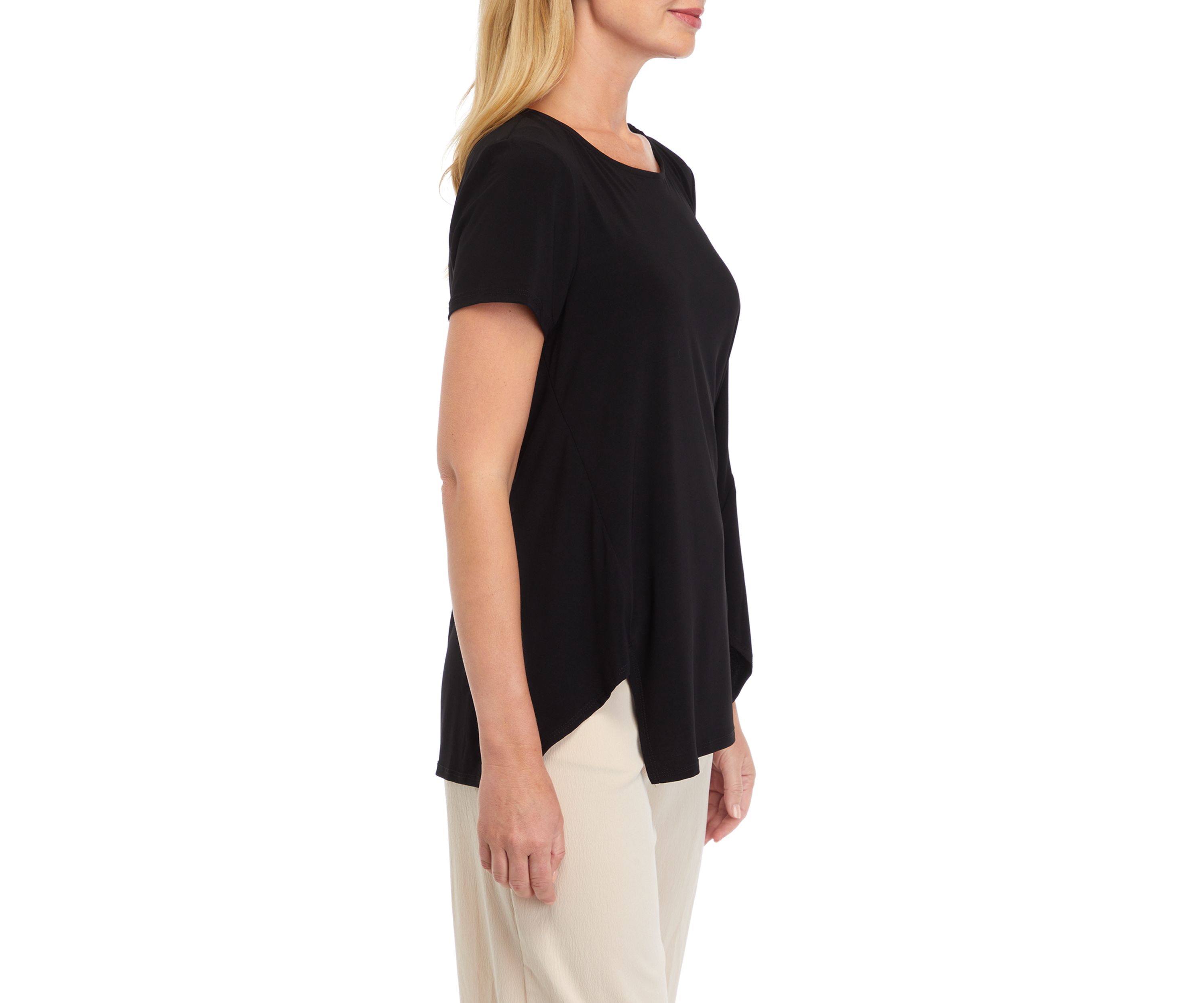 Womens Short Sleeve Step Hem Blouse