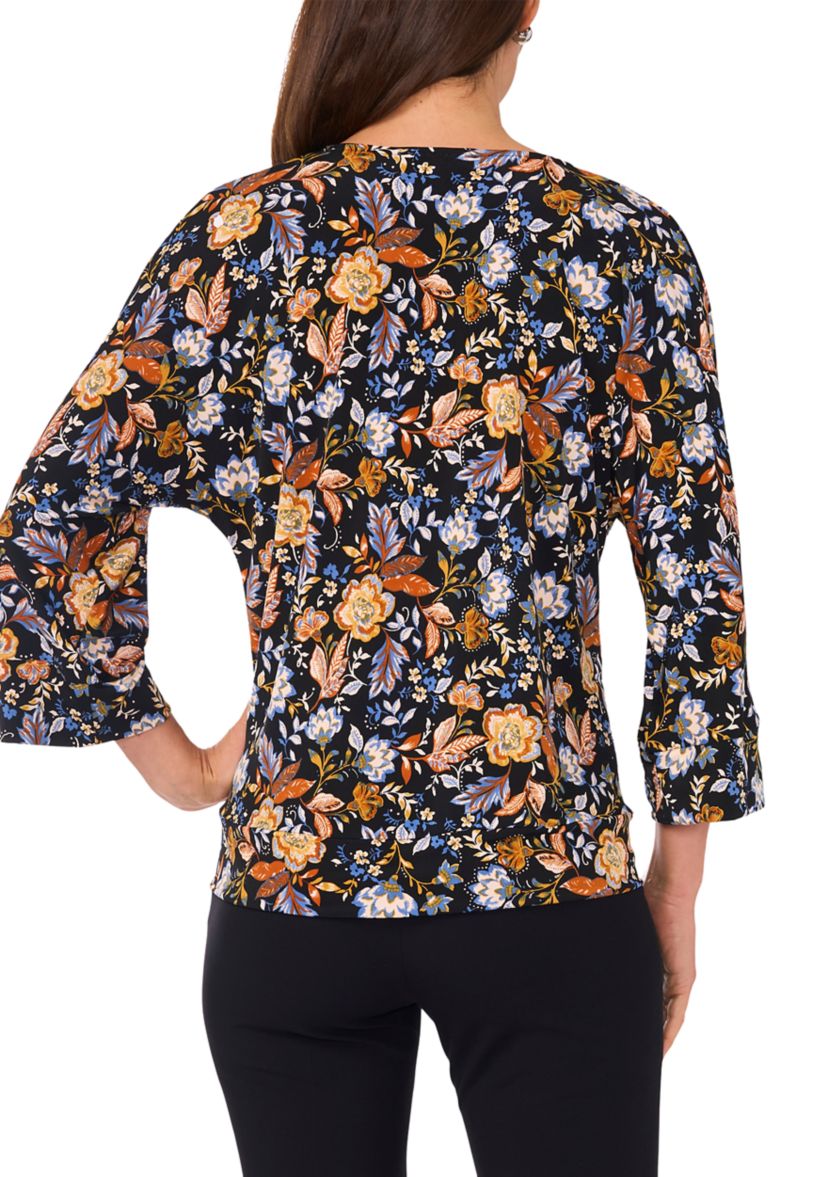 Womens 3/4 Sleeve Side Tie Hem Blouse