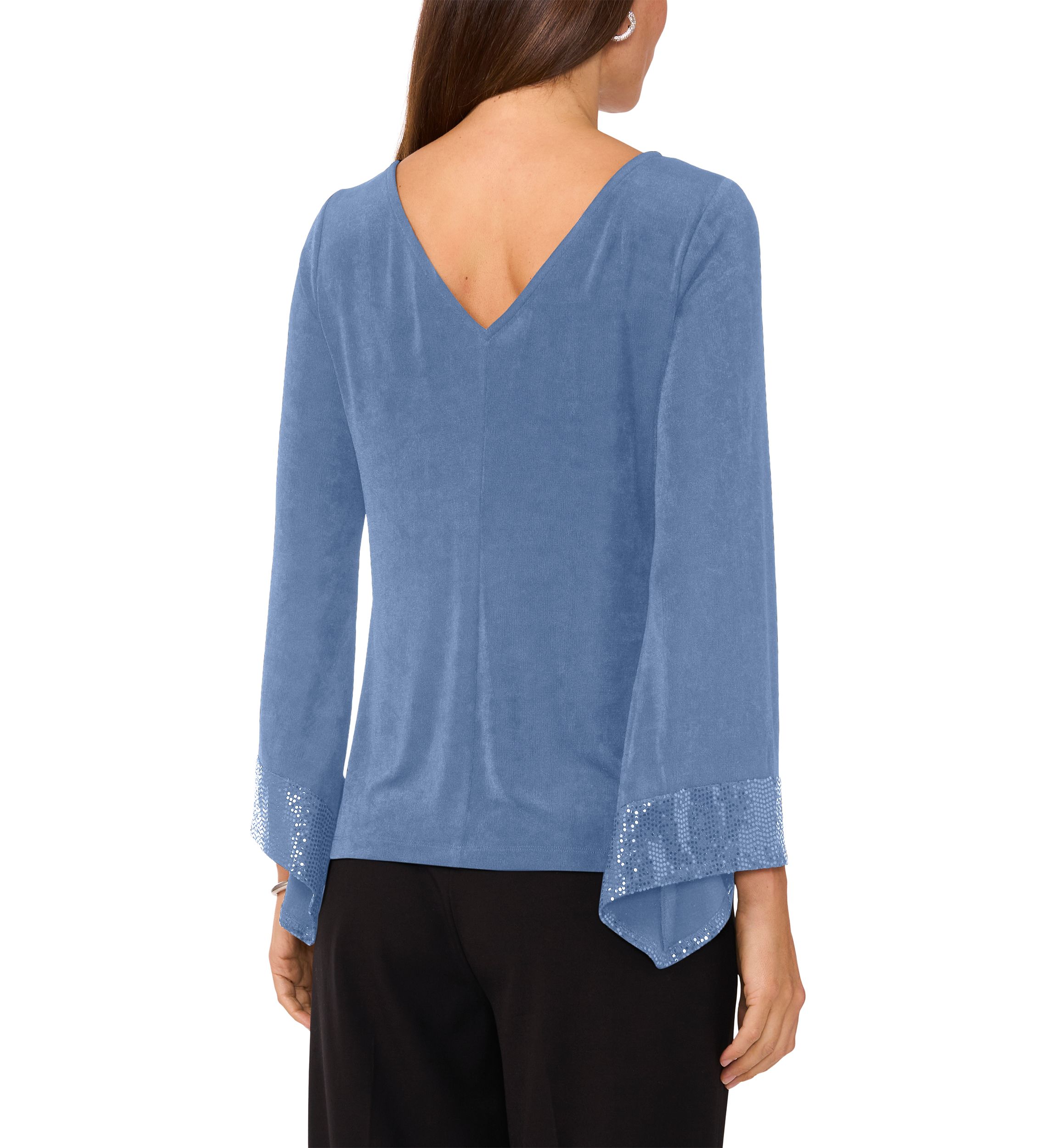 Womens Long Bell Sleeve Rhinestone Top