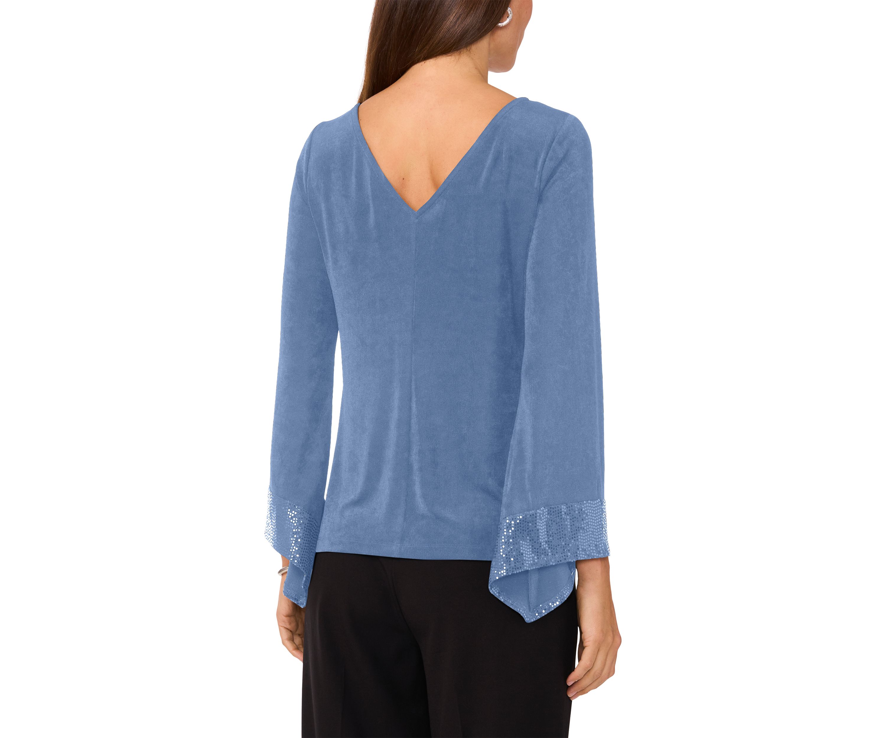 Womens Long Bell Sleeve Rhinestone Top