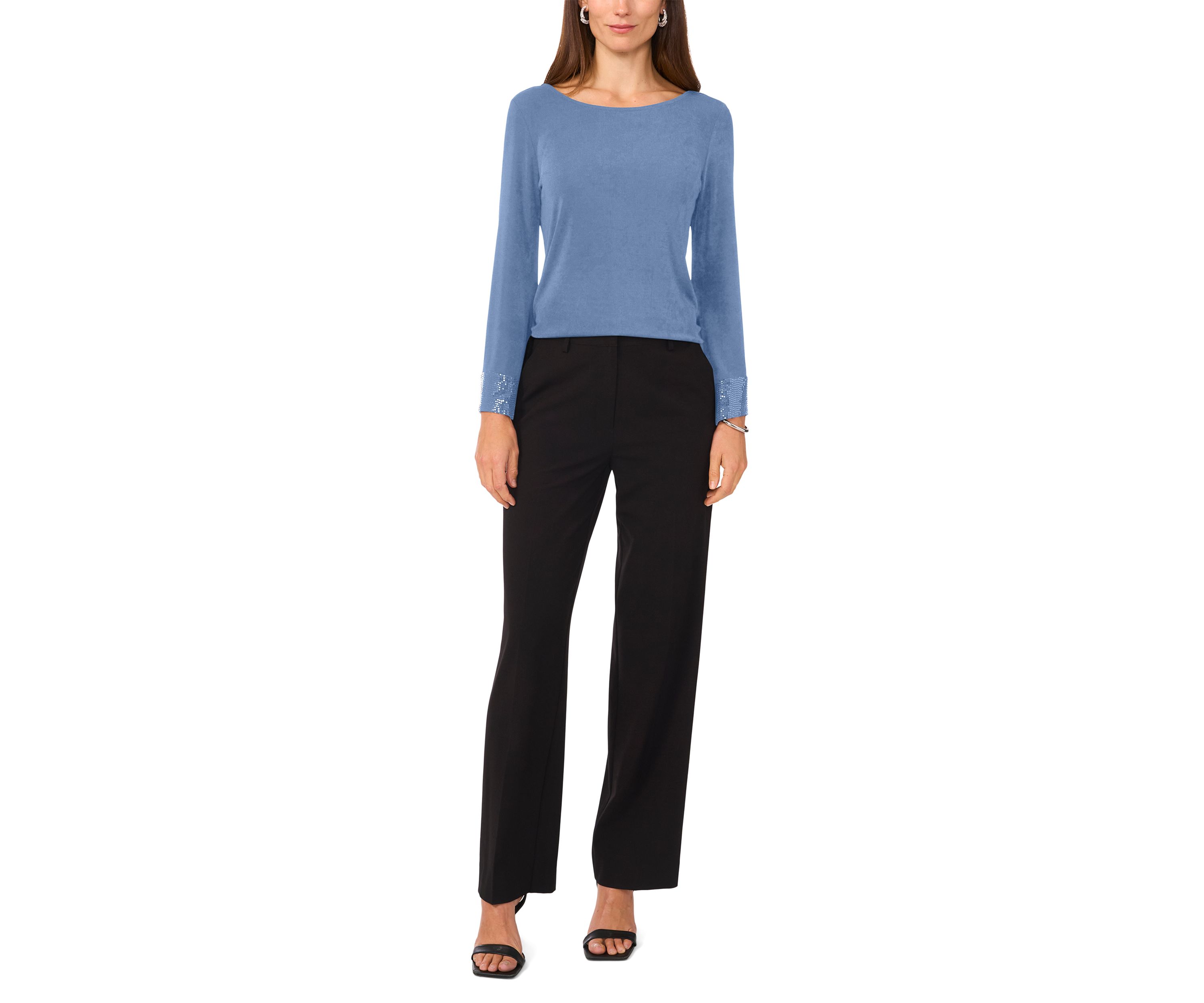 Womens Long Bell Sleeve Rhinestone Top