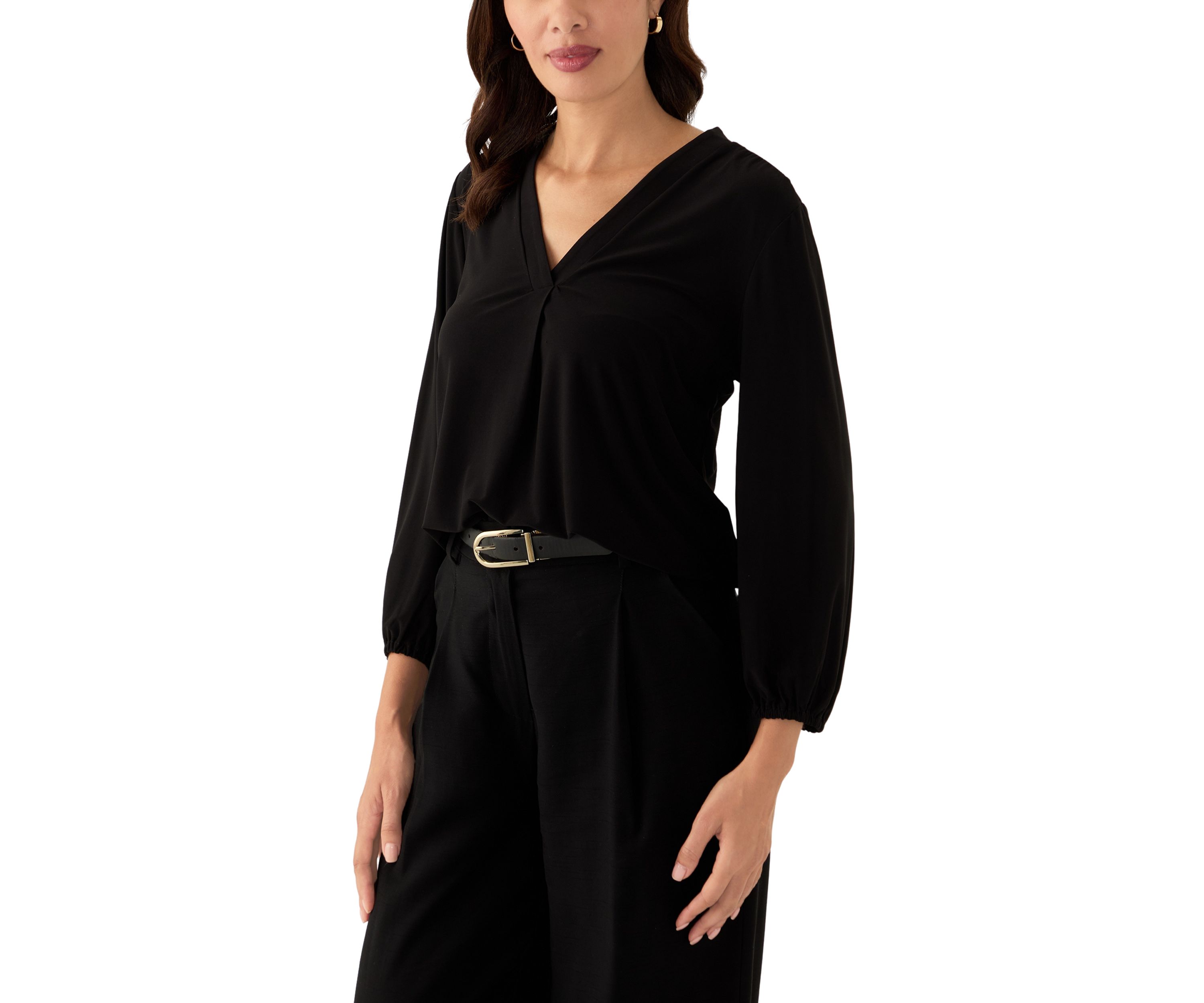Womens 3/4 Sleeve V-Neck Top
