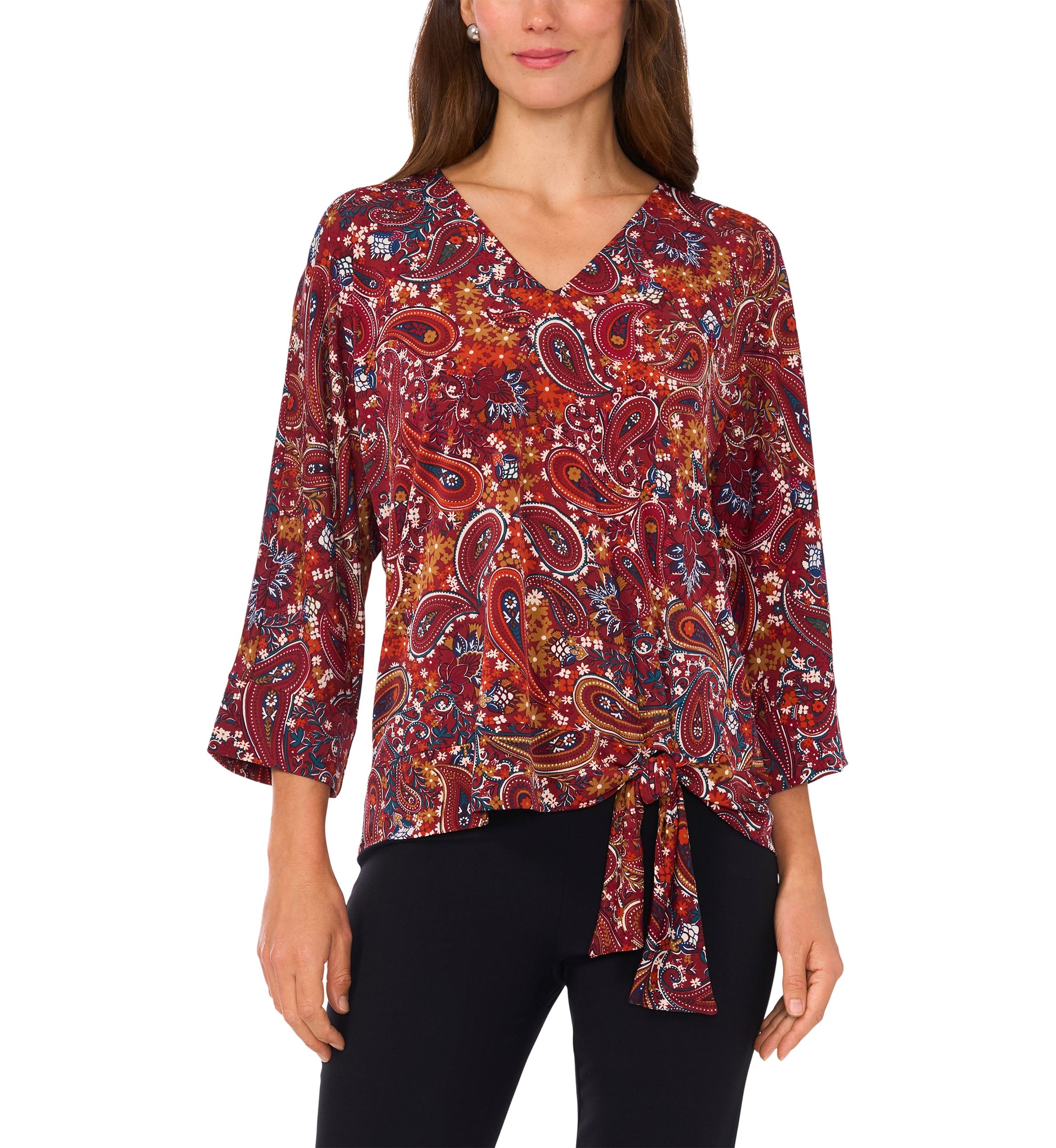 Womens Side Tie Printed Blouse