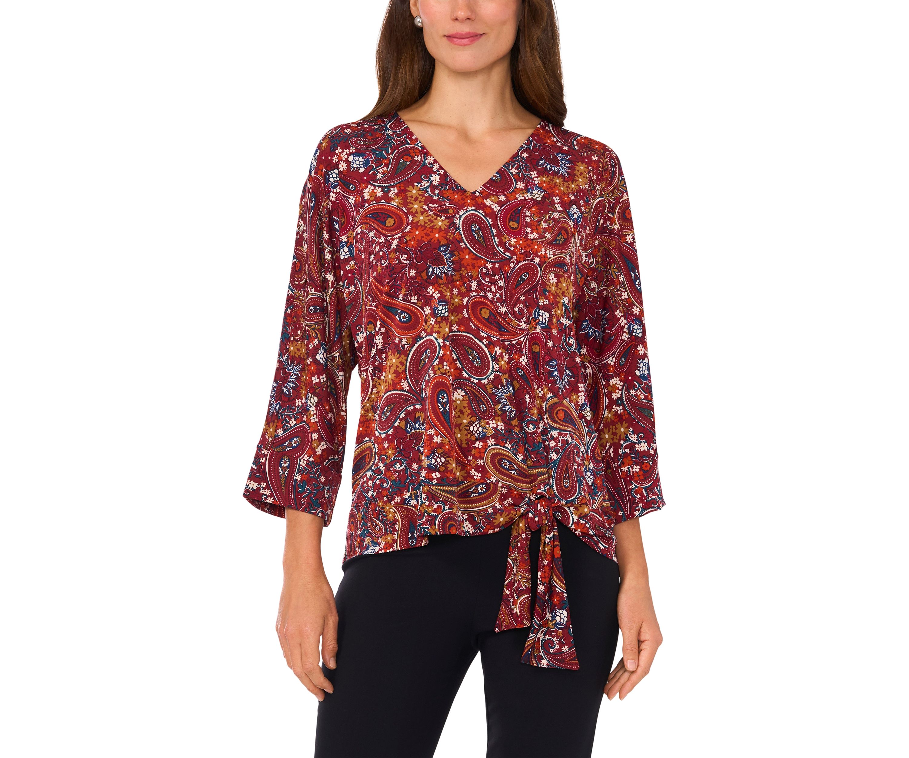Womens Side Tie Printed Blouse