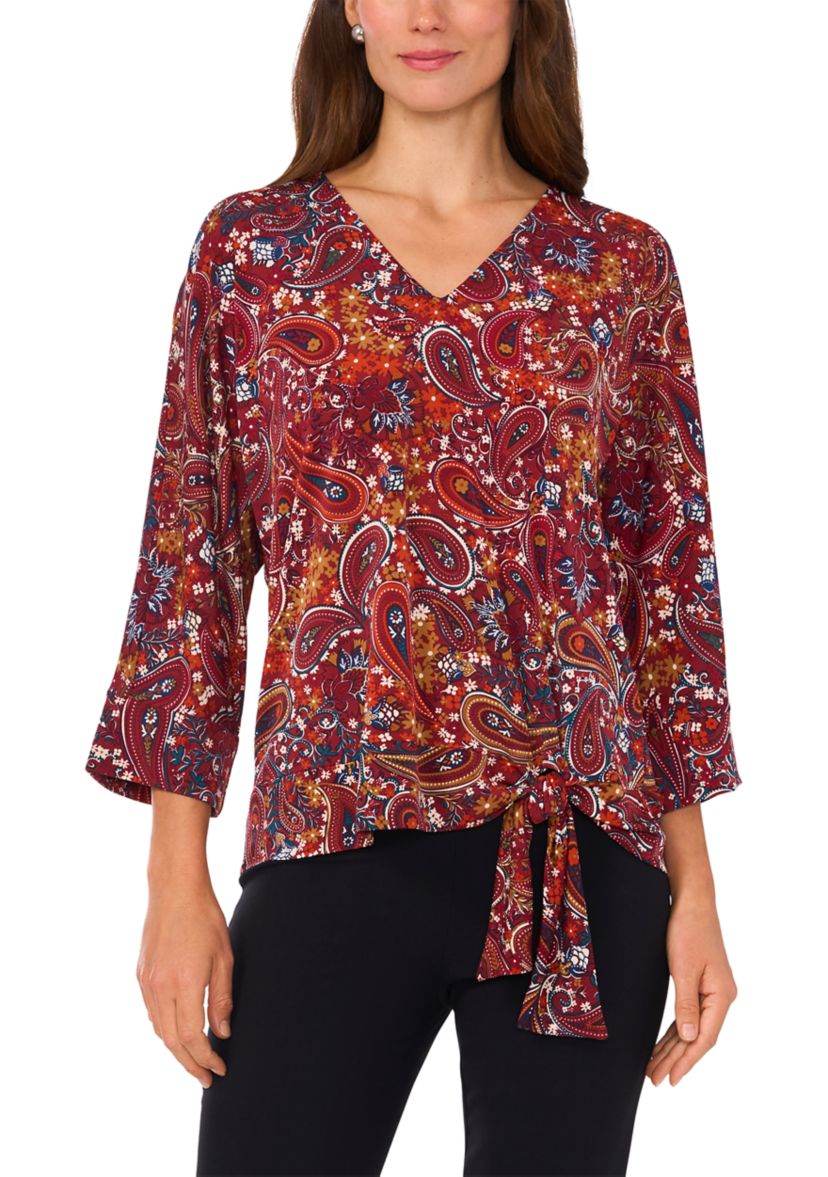 Womens Side Tie Printed Blouse