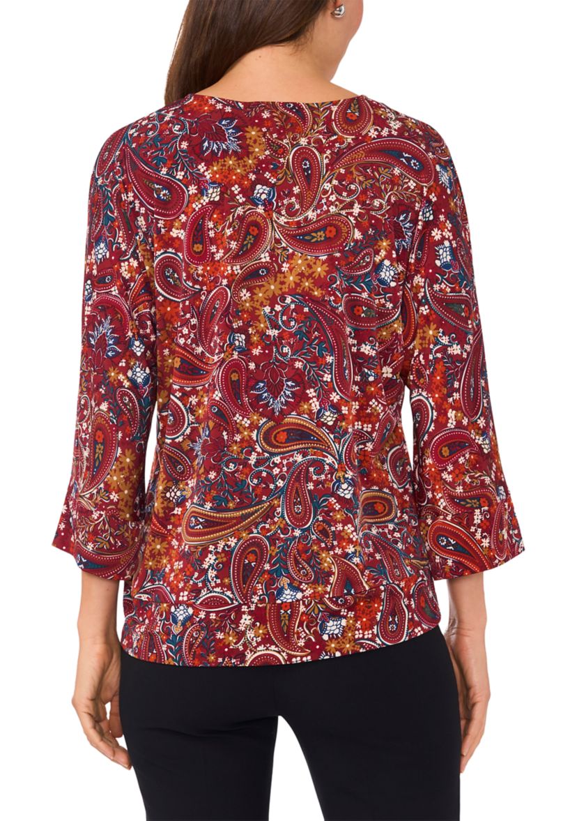 Womens Side Tie Printed Blouse